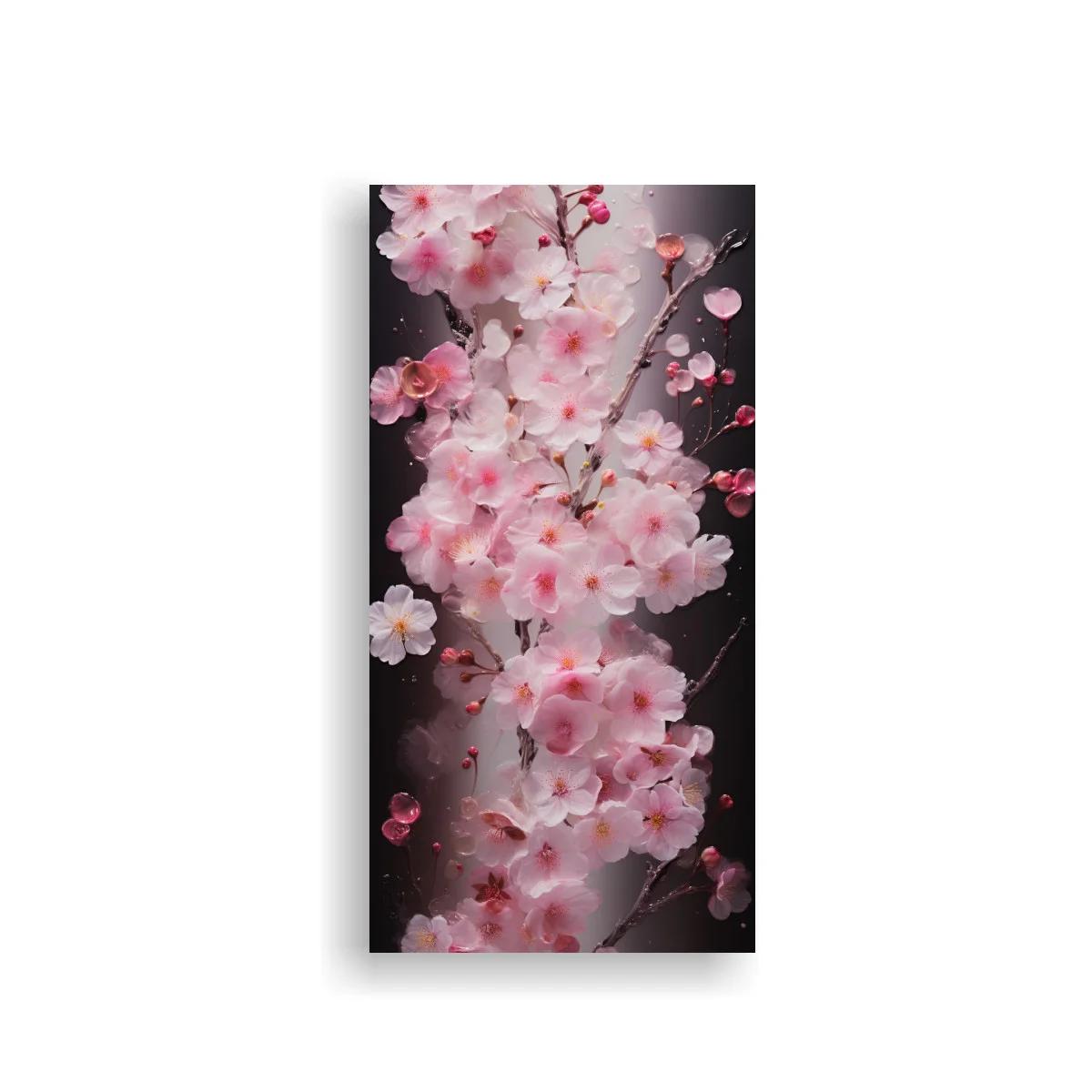 Cuadro flores de cerezo rosadas con pétalos sueltos