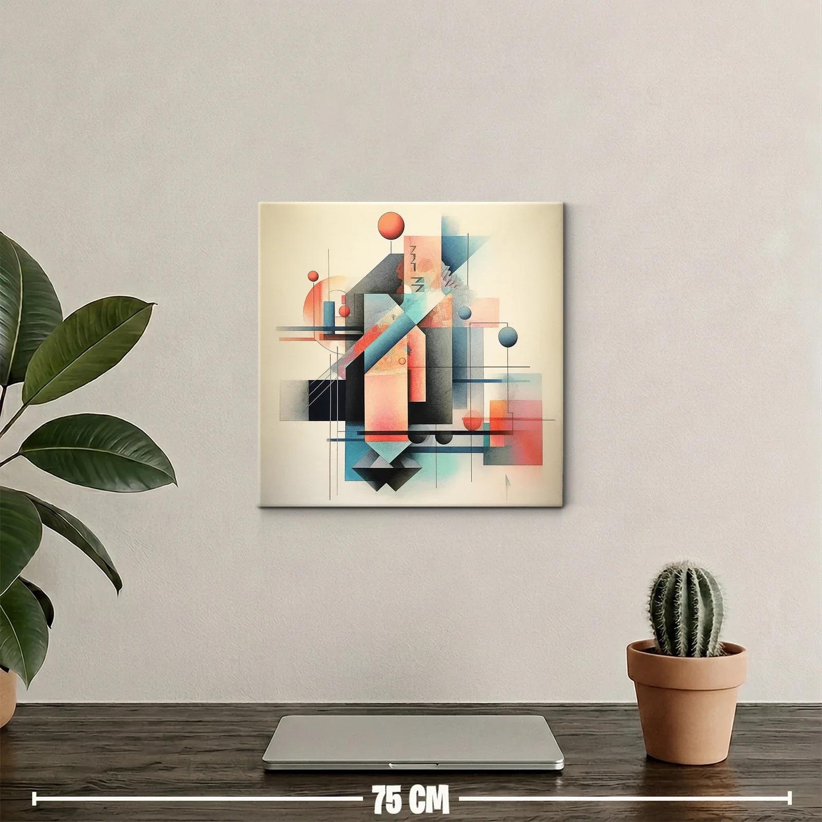 Composición geométrica abstracta en tonos cálidos y fríos — miniatura 2