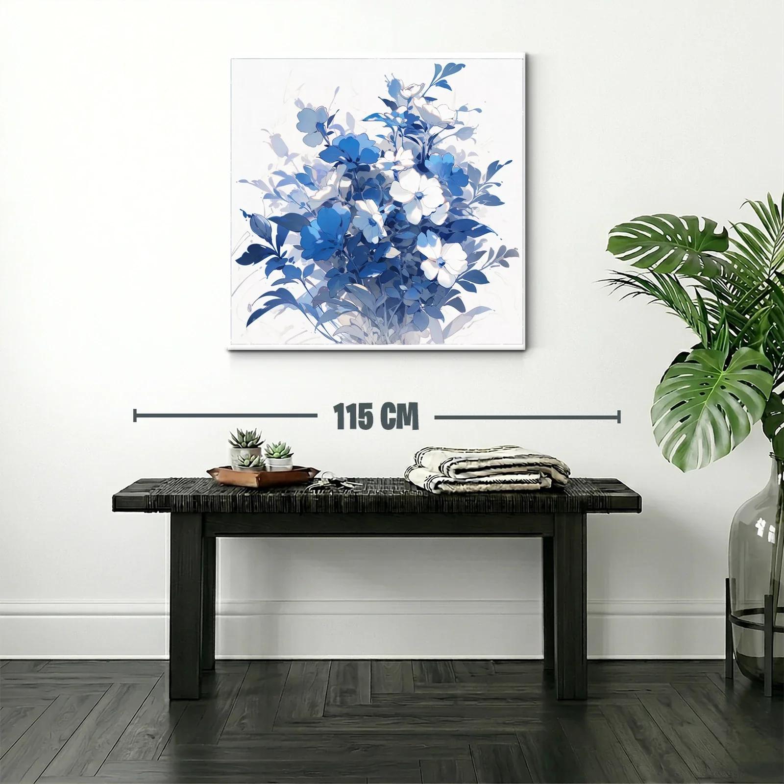 Cuadro floral en tonos azules y blancos elegante y sereno — miniatura 2