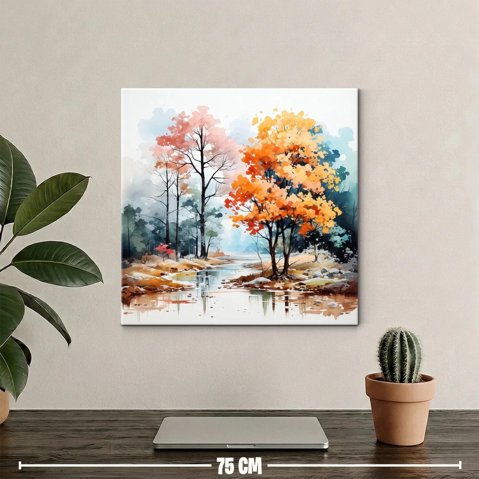 Paisaje otoñal con árboles vivos junto al río sereno — miniatura 2