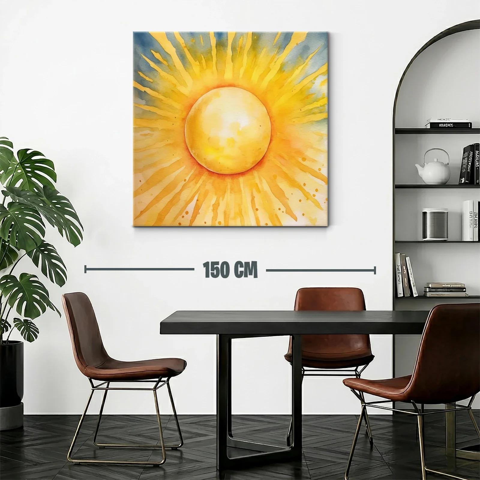 Cuadro vibrante con sol radiante en tonos cálidos — miniatura 2