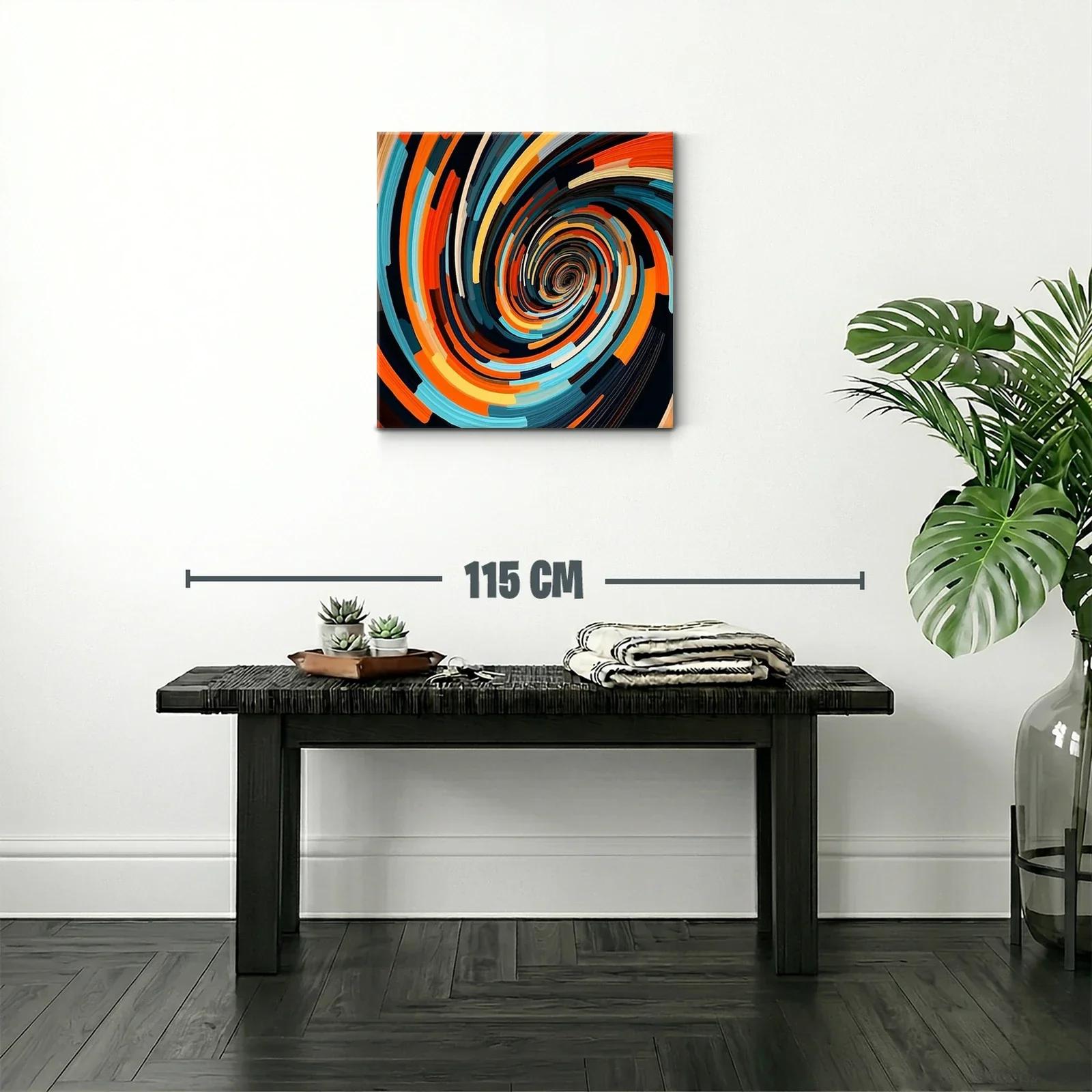 Cuadro abstracto en espiral con vibrantes tonos cálidos y fríos — miniatura 2