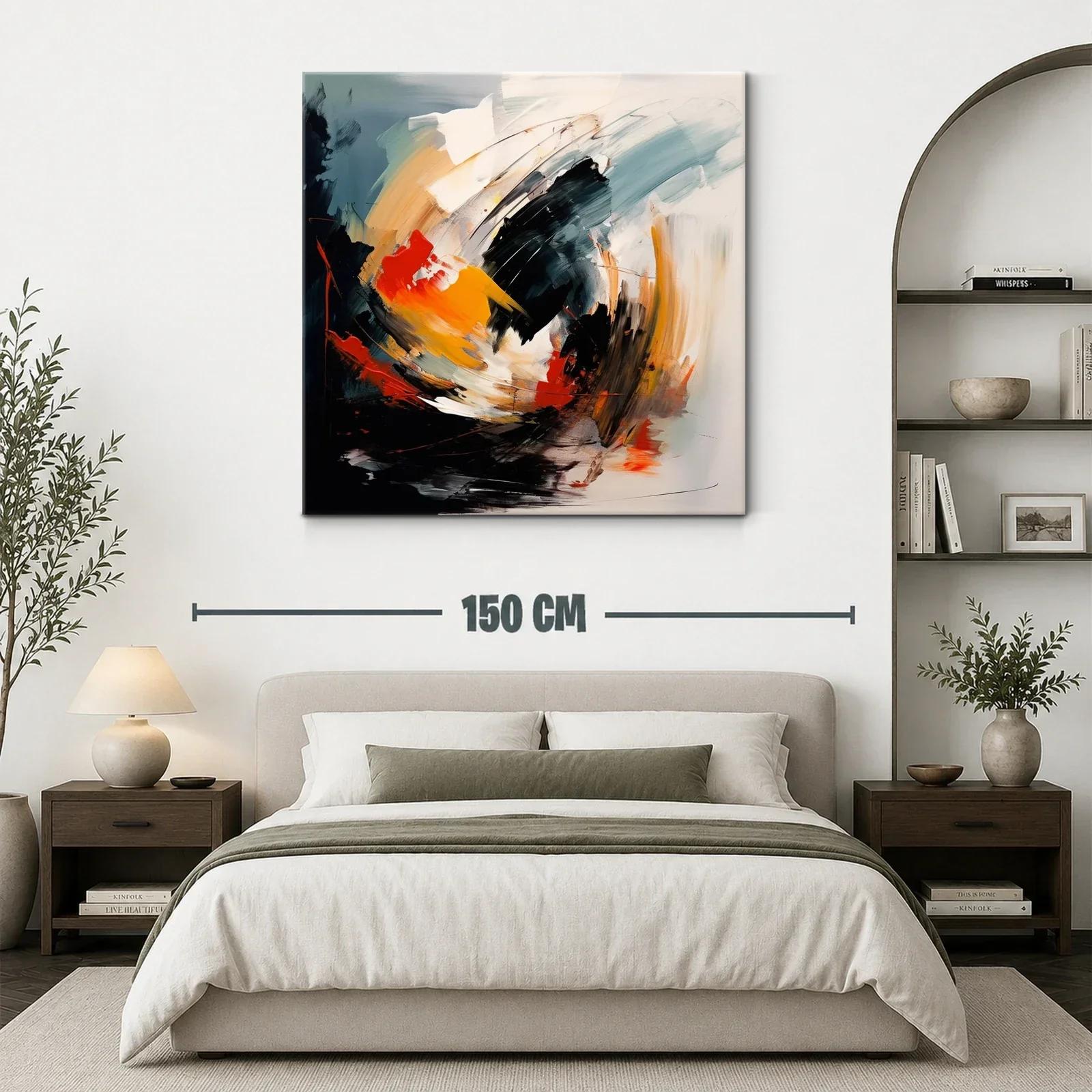 Cuadro abstracto con energía en tonos cálidos y oscuros — miniatura 3