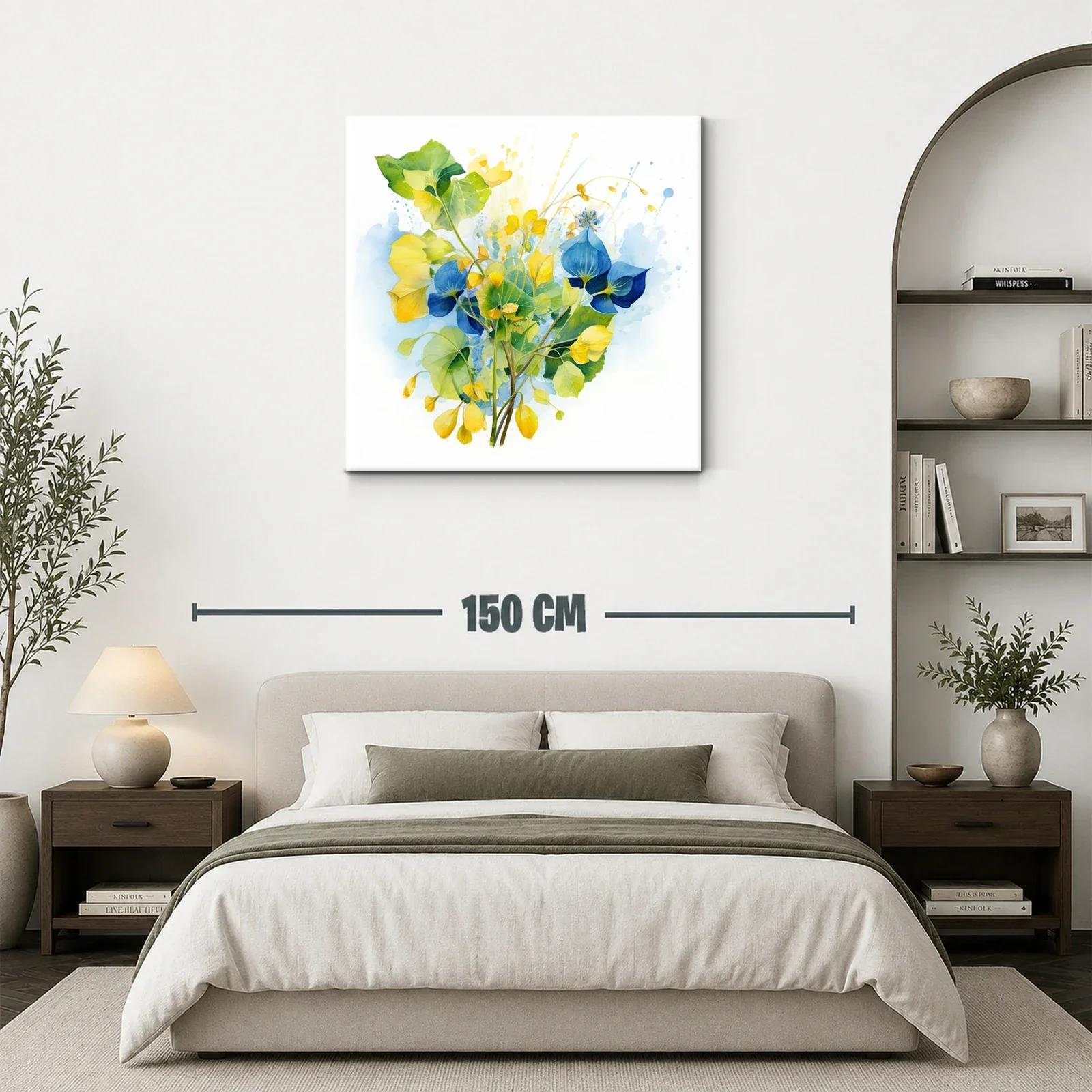 Composición floral en tonos azules y amarillos vibrantes — miniatura 3