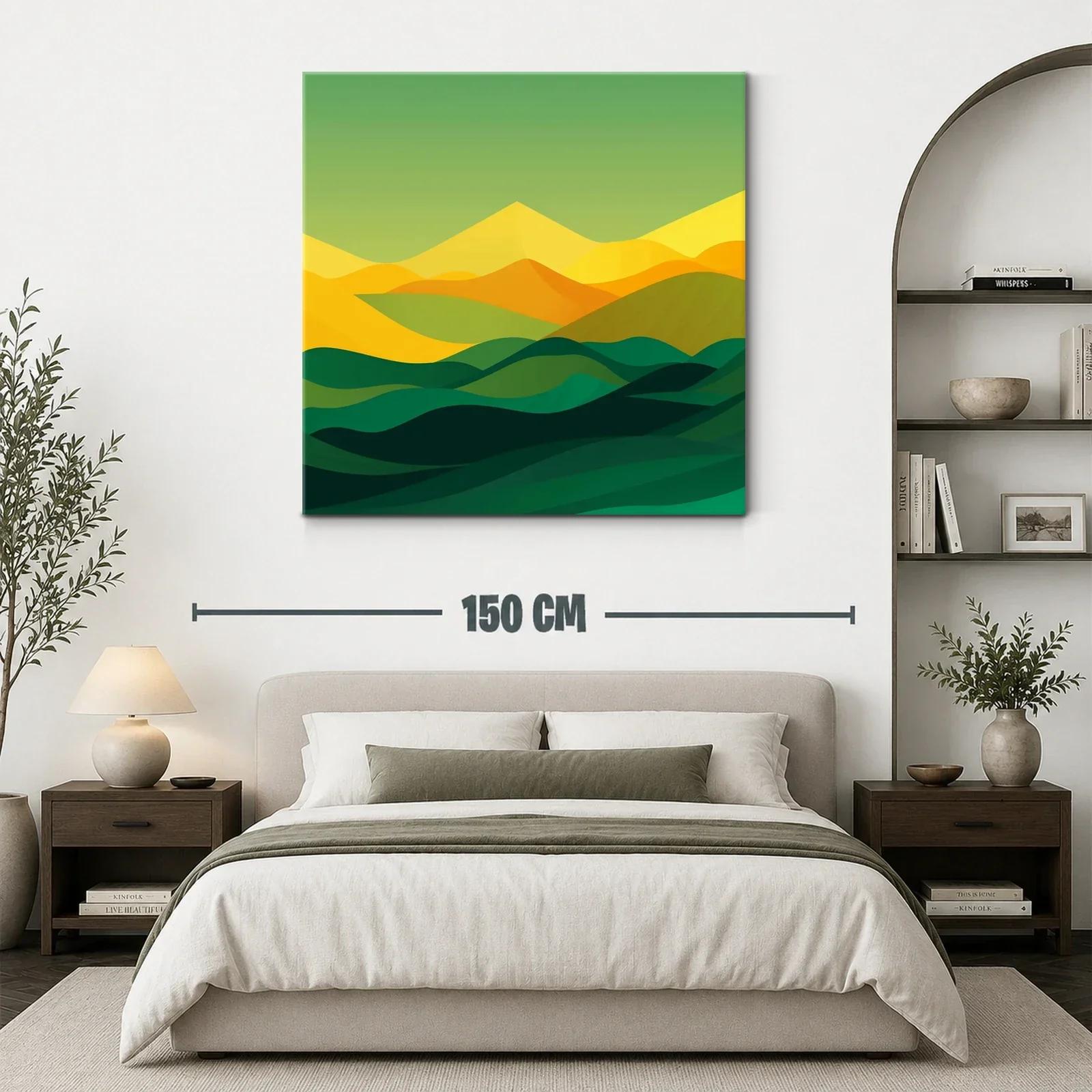 Paisaje abstracto en tonos verdes y amarillos cálidos — miniatura 3