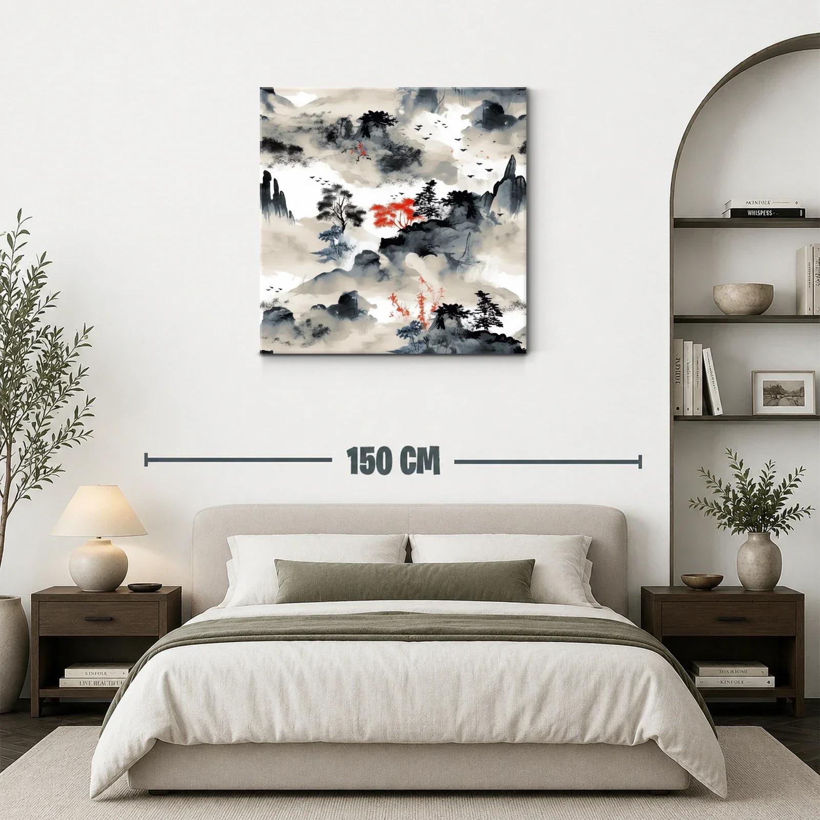 Paisaje zen con toques rojos y grises intensos — miniatura 3