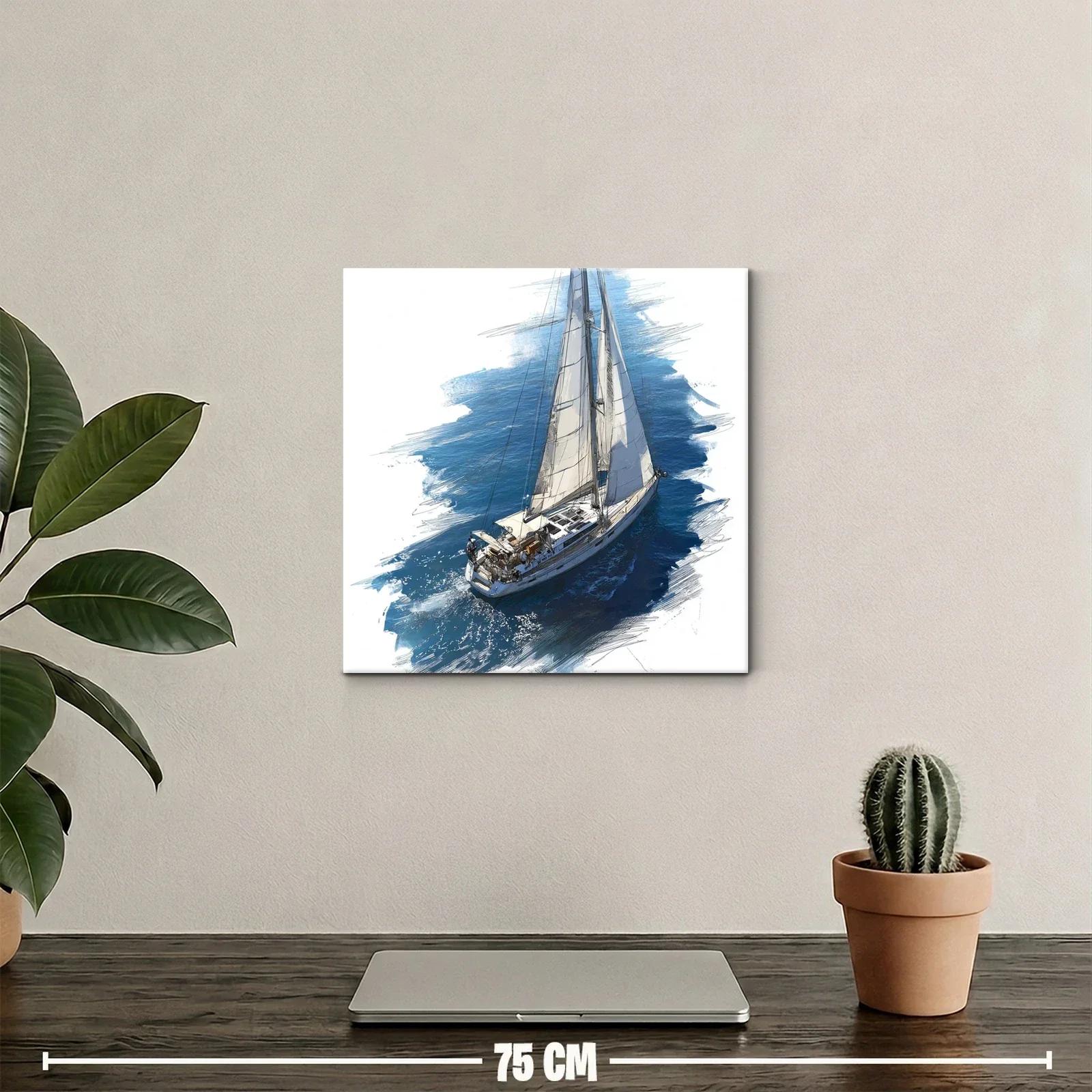 Velero Navegando sobre Mar Azul con Viento Suave — miniatura 2