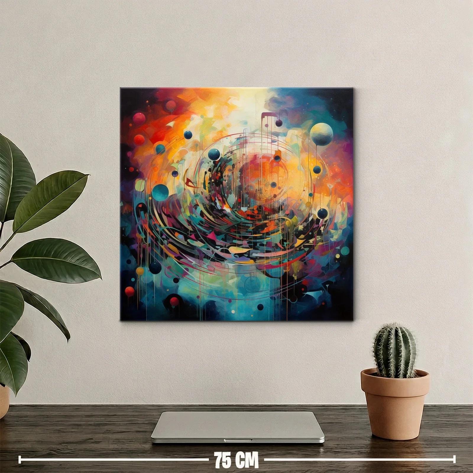 Cuadro abstracto vibrante con formas circulares dinámicas — miniatura 2