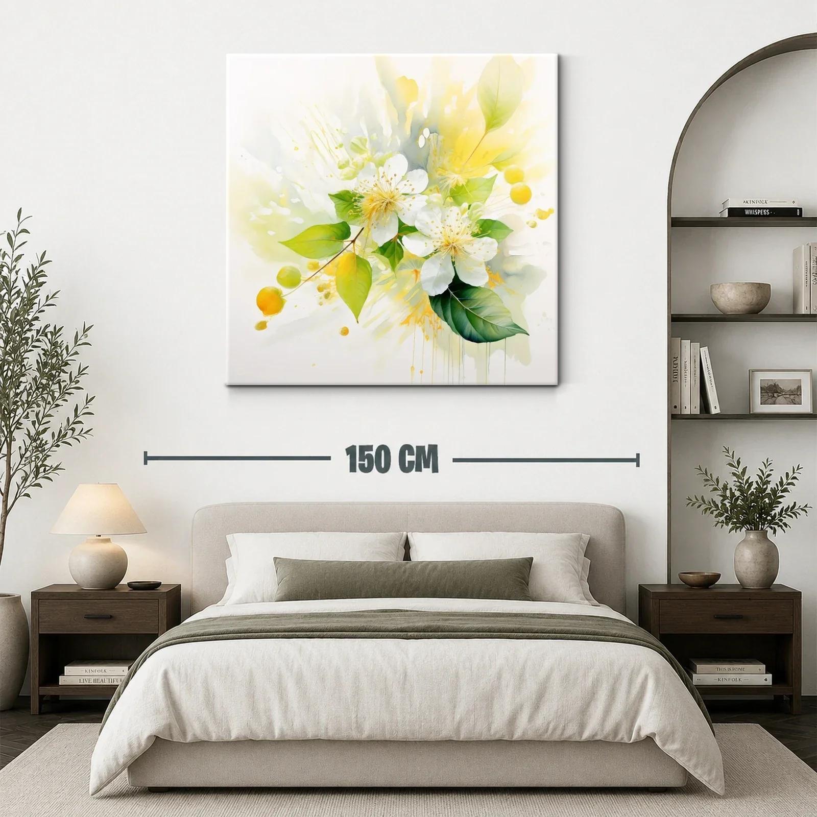 Flores blancas y hojas verdes con toques amarillos vibrantes — miniatura 3