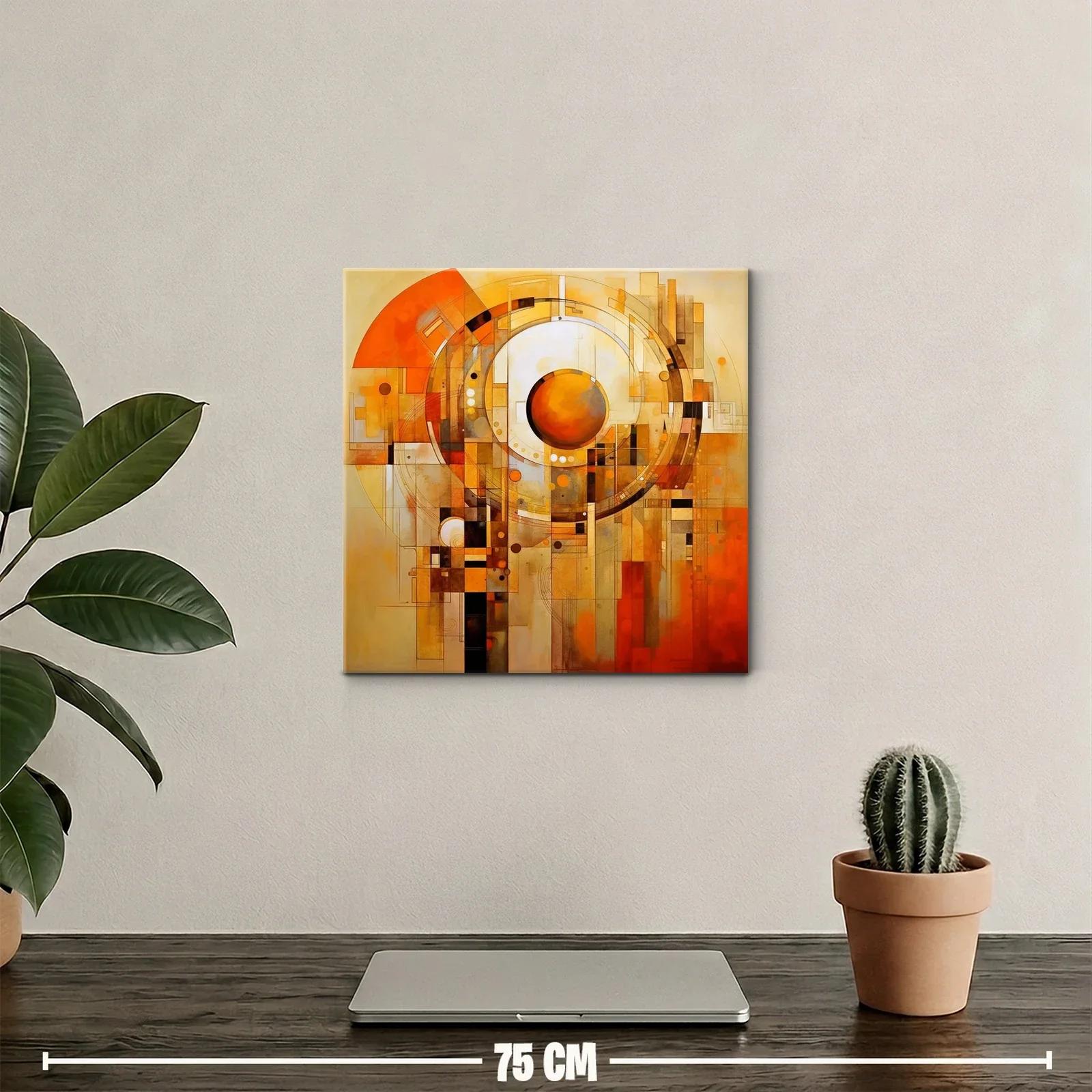 Cuadro abstracto con tonos cálidos y diseños geométricos — miniatura 2