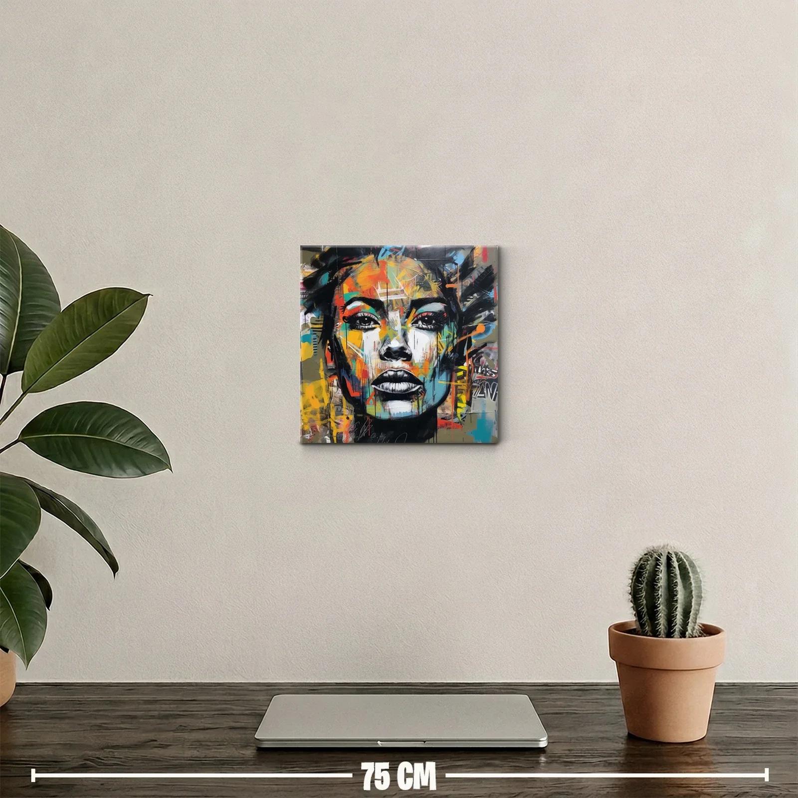 Retrato vibrante con efecto grafiti y expresividad urbana — miniatura 2