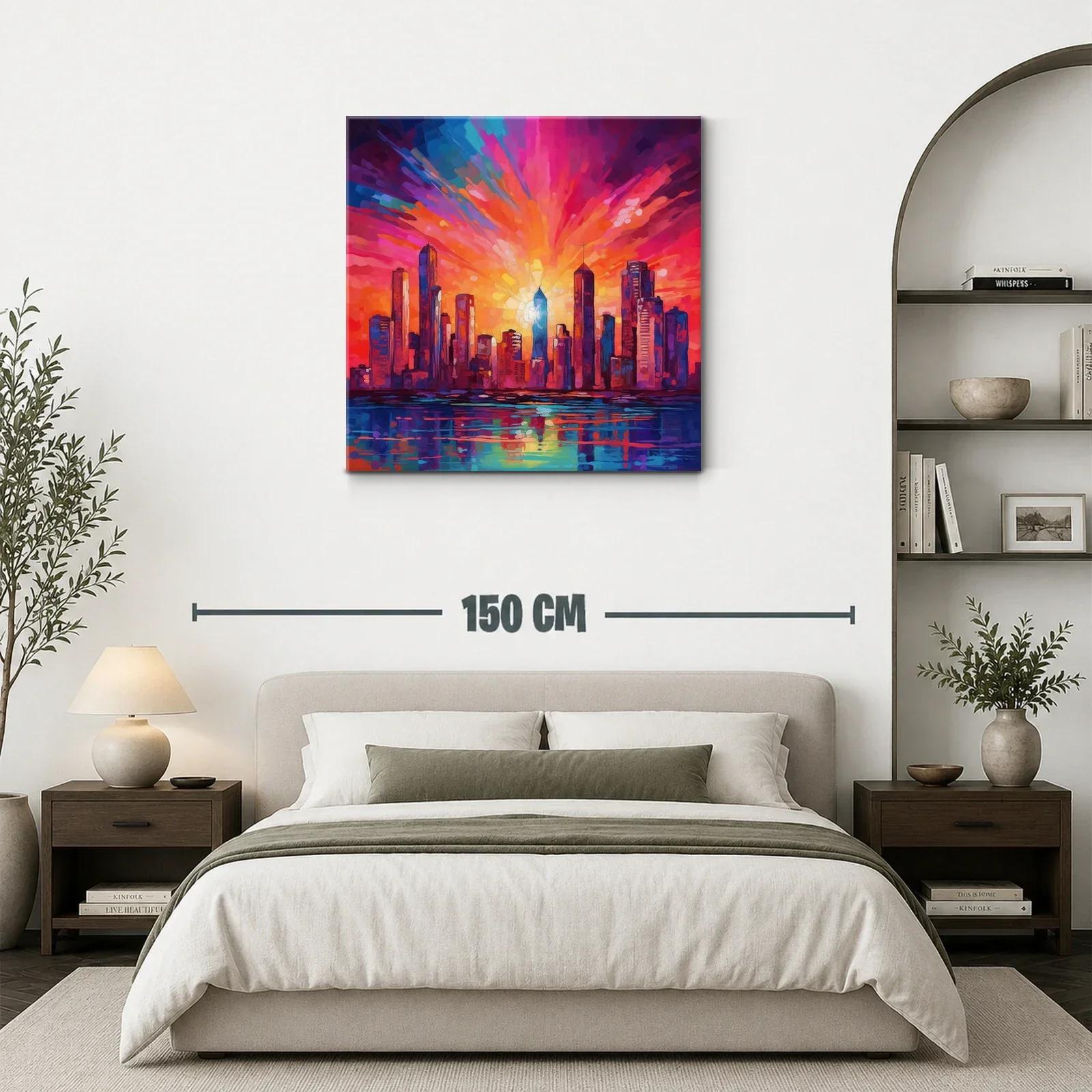 Atardecer vibrante sobre la ciudad moderna en tonos cálidos — miniatura 3