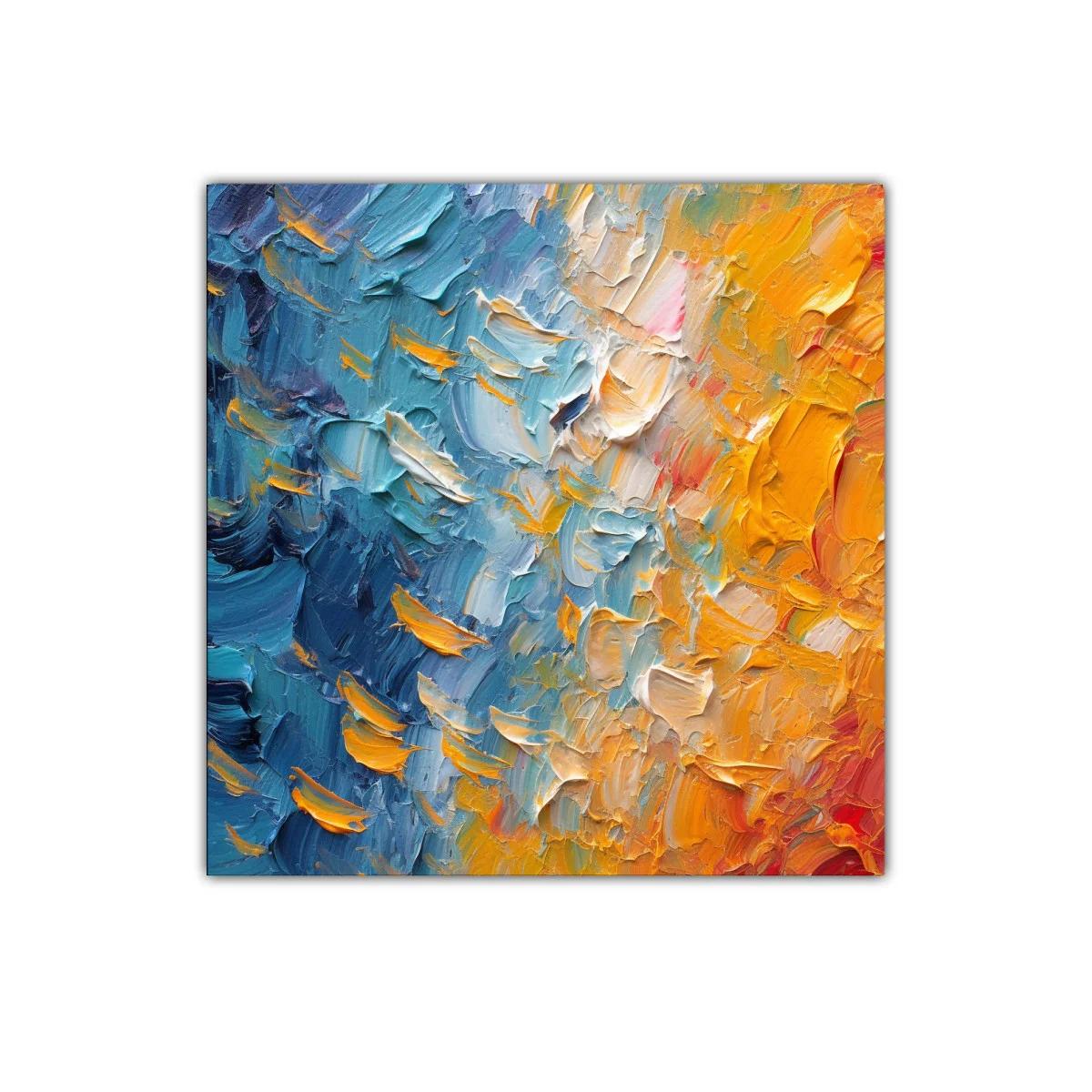 Cuadro decorativo en tonos azules y naranjas vibrantes — imagen principal