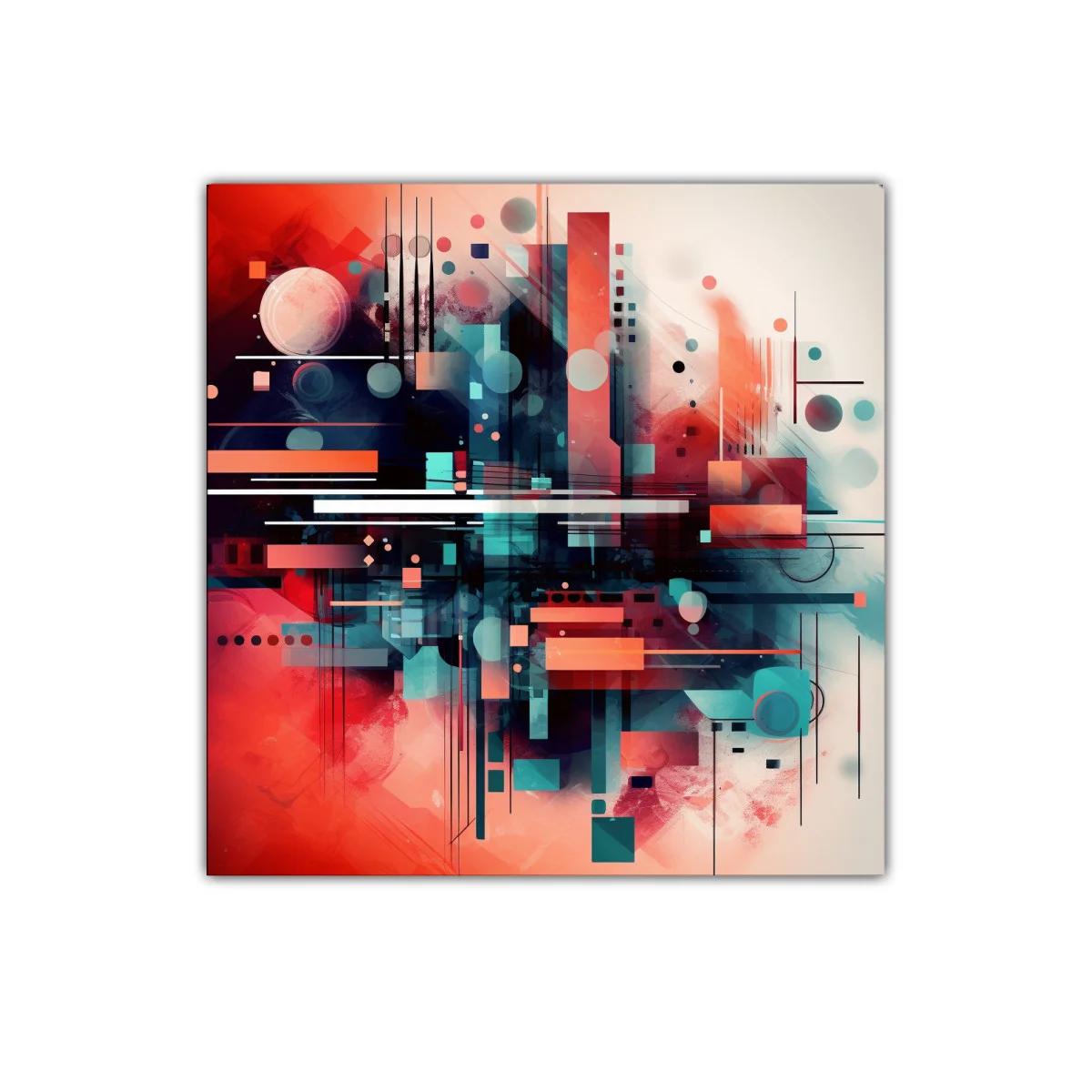 Composición abstracta dinámica en tonos cálidos y fríos — miniatura 1