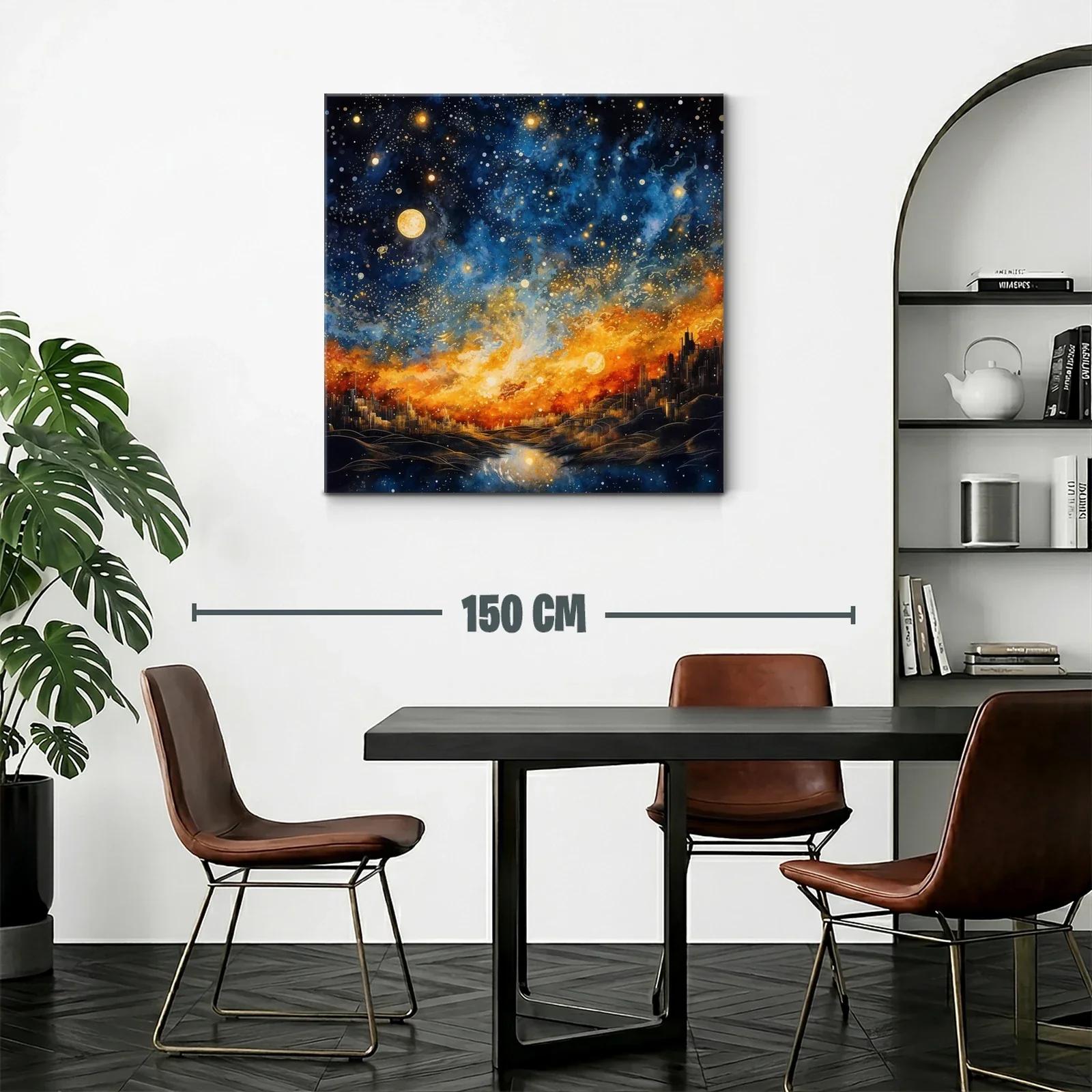 Cielo estrellado sobre ciudad iluminada al atardecer — miniatura 2