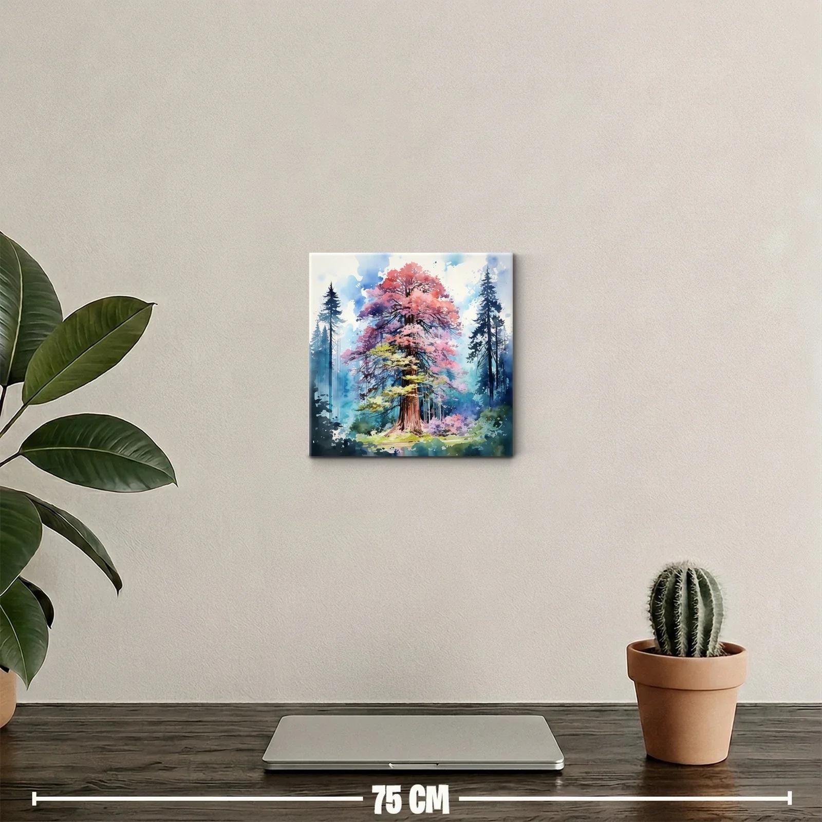 Cuadro decorativo árbol colorido en bosque sereno — miniatura 2