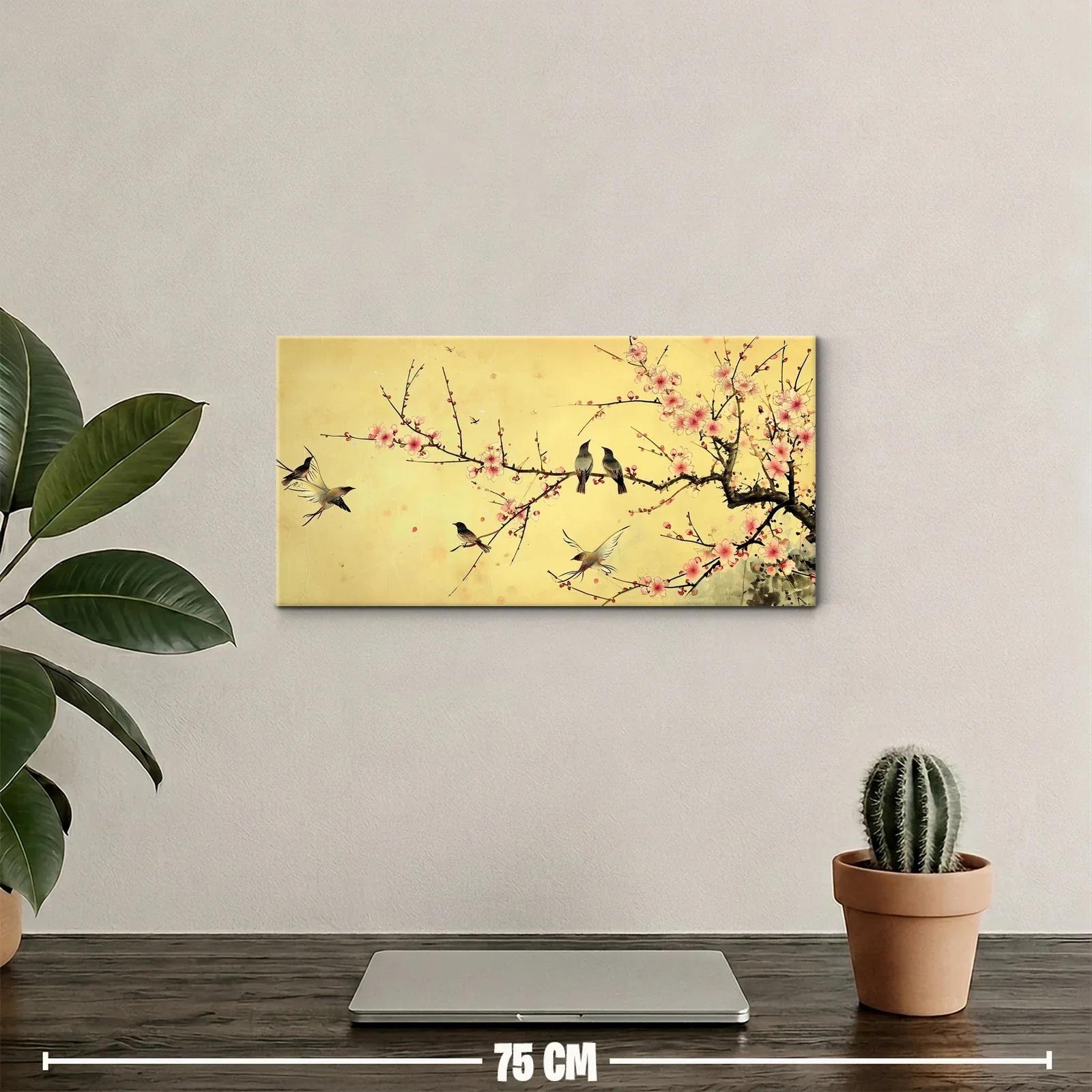 Cuadro rama de cerezo en flor con pájaros — miniatura 2
