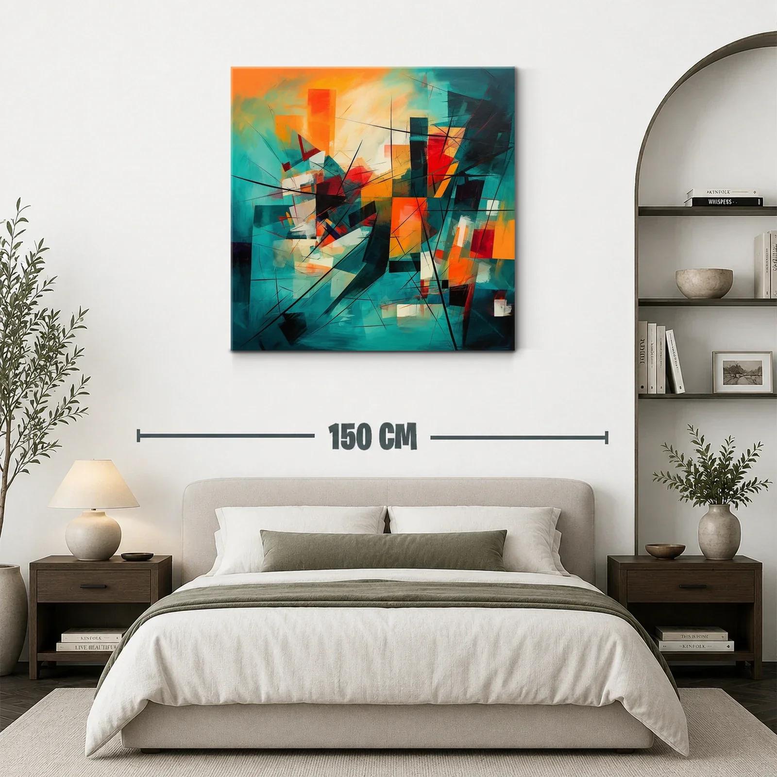 Cuadro abstracto vibrante con formas y líneas dinámicas — miniatura 3