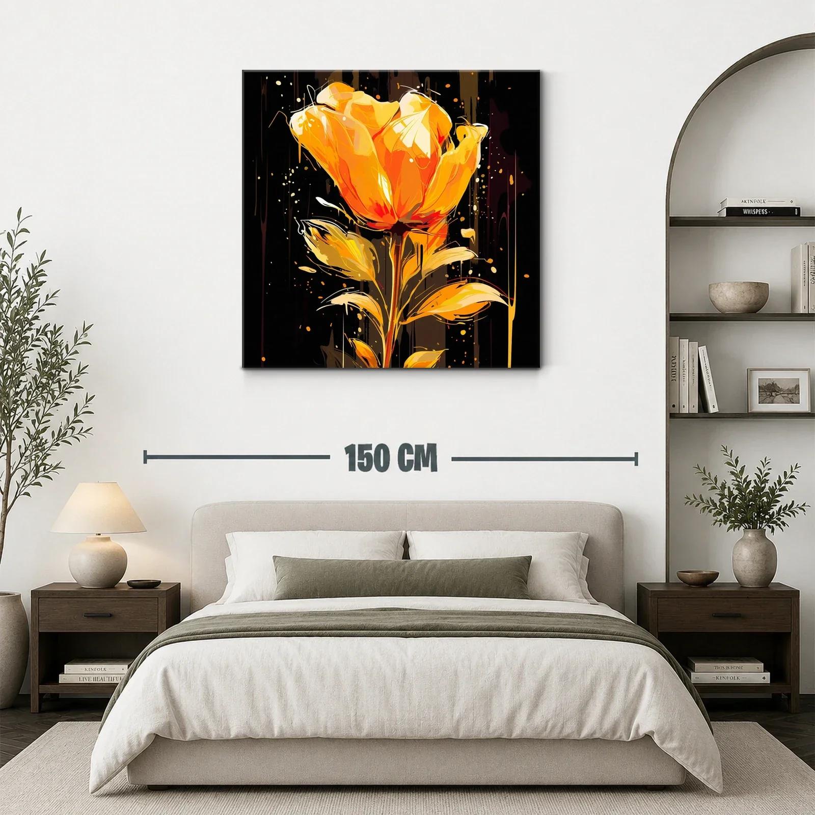 Flor vibrante en tonos cálidos y fondo oscuro elegante — miniatura 3