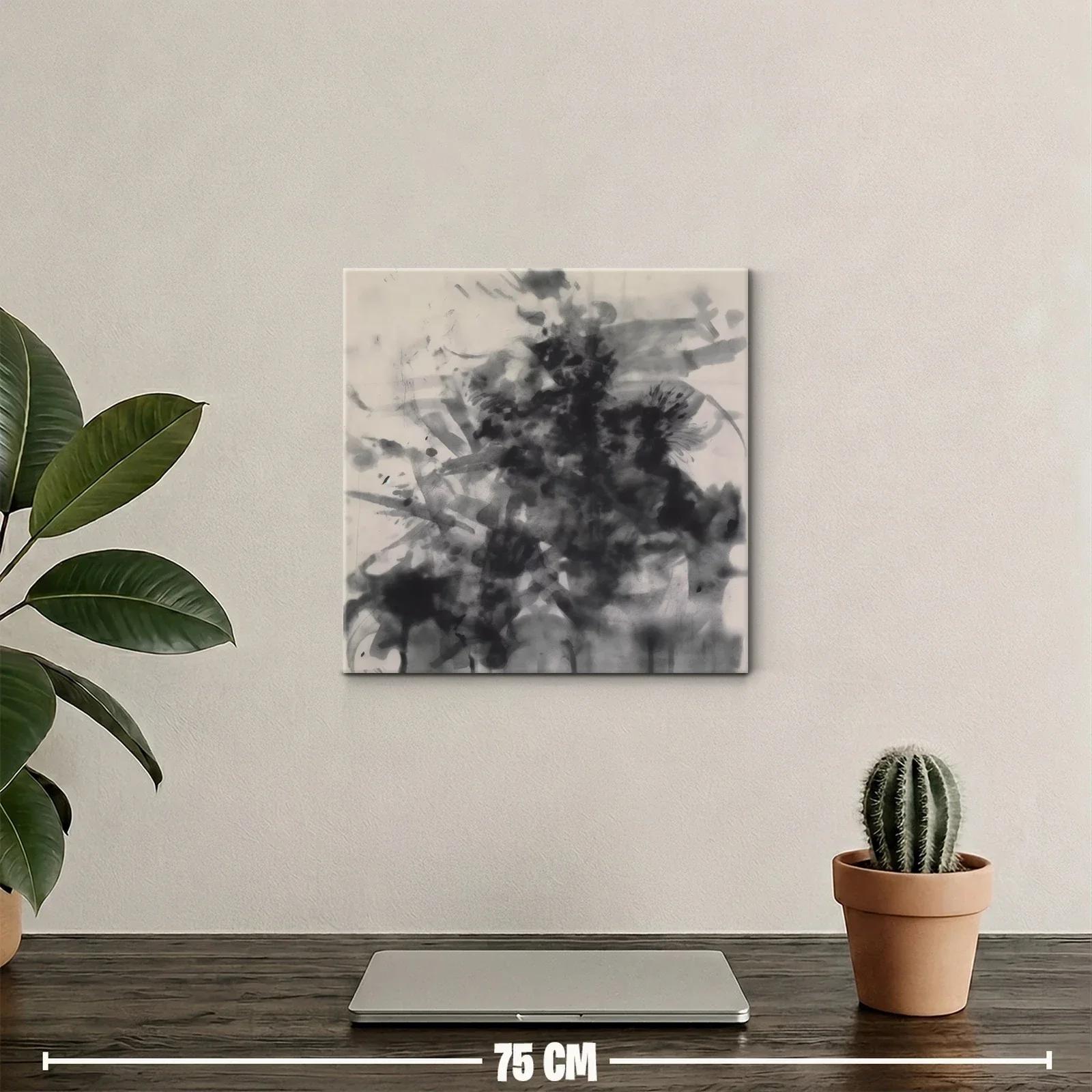 Cuadro abstracto en tonos grises para ambientes modernos — miniatura 2