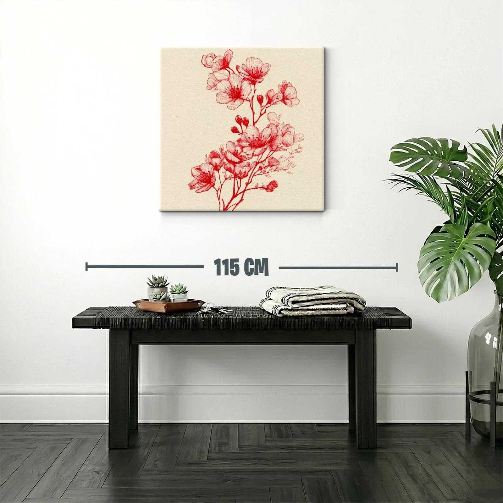 Delicada ilustración floral en tonos rojos vibrantes — miniatura 2
