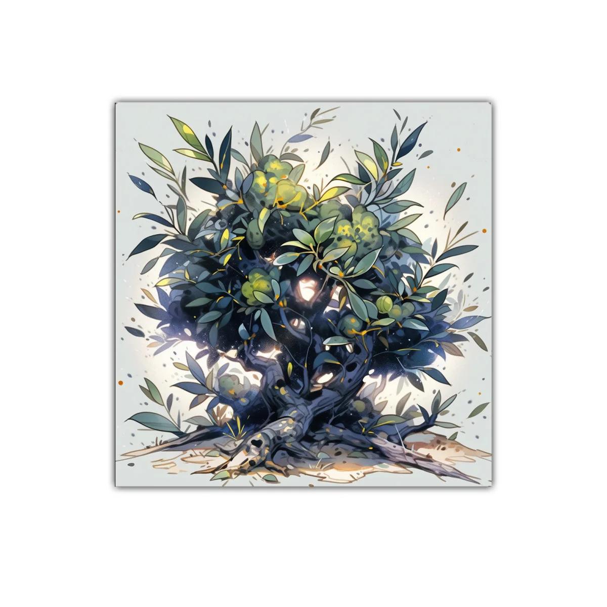 Cuadro decorativo árbol mediterráneo moderno y vibrante — miniatura 1