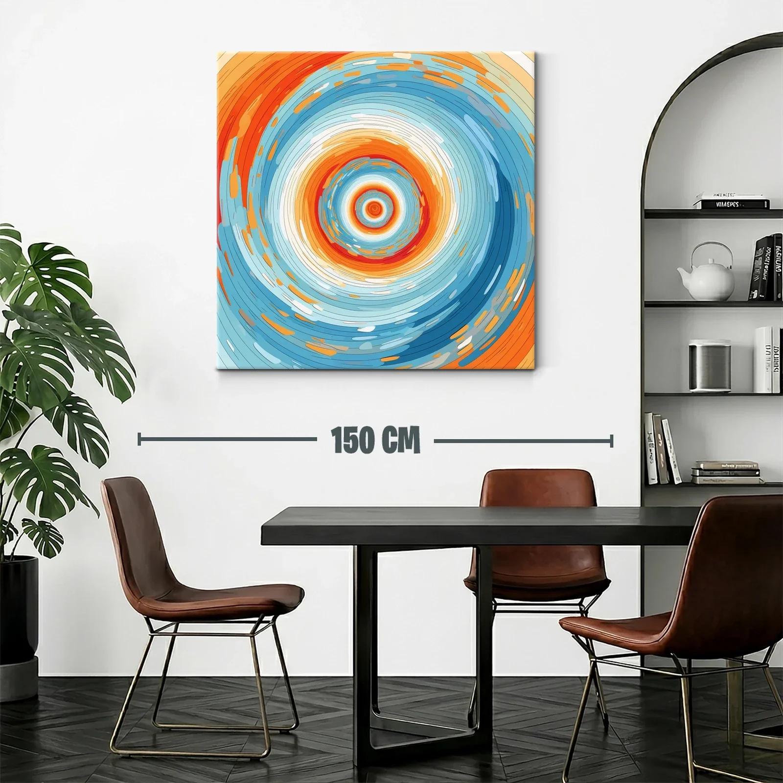 Cuadro abstracto con círculos concéntricos vibrantes — miniatura 2