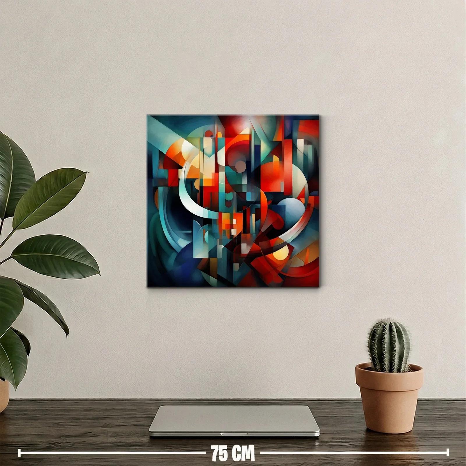 Composición abstracta en tonos cálidos y fríos equilibrados — miniatura 2