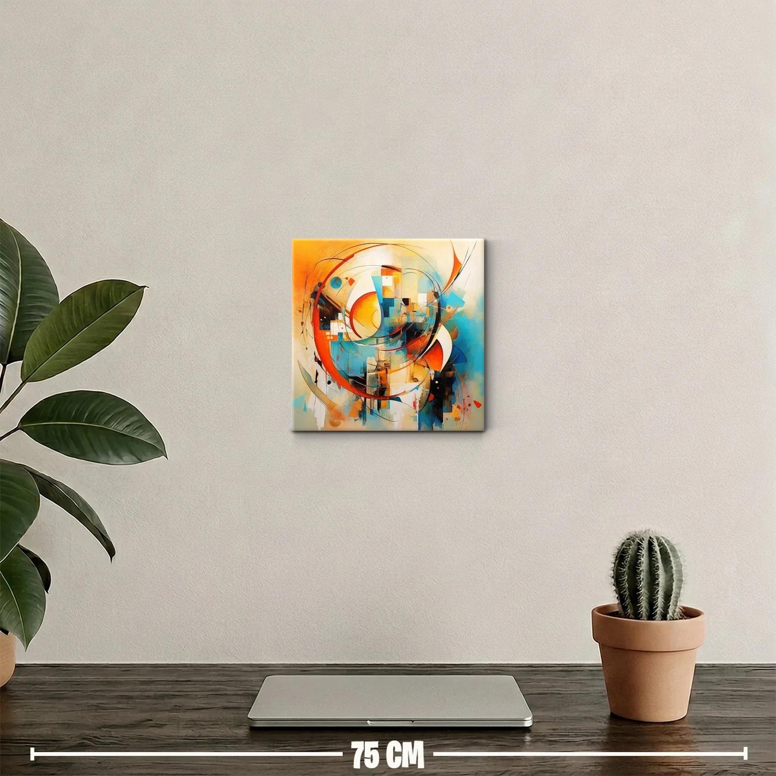 Composición abstracta vibrante en tonos cálidos y azules — miniatura 2