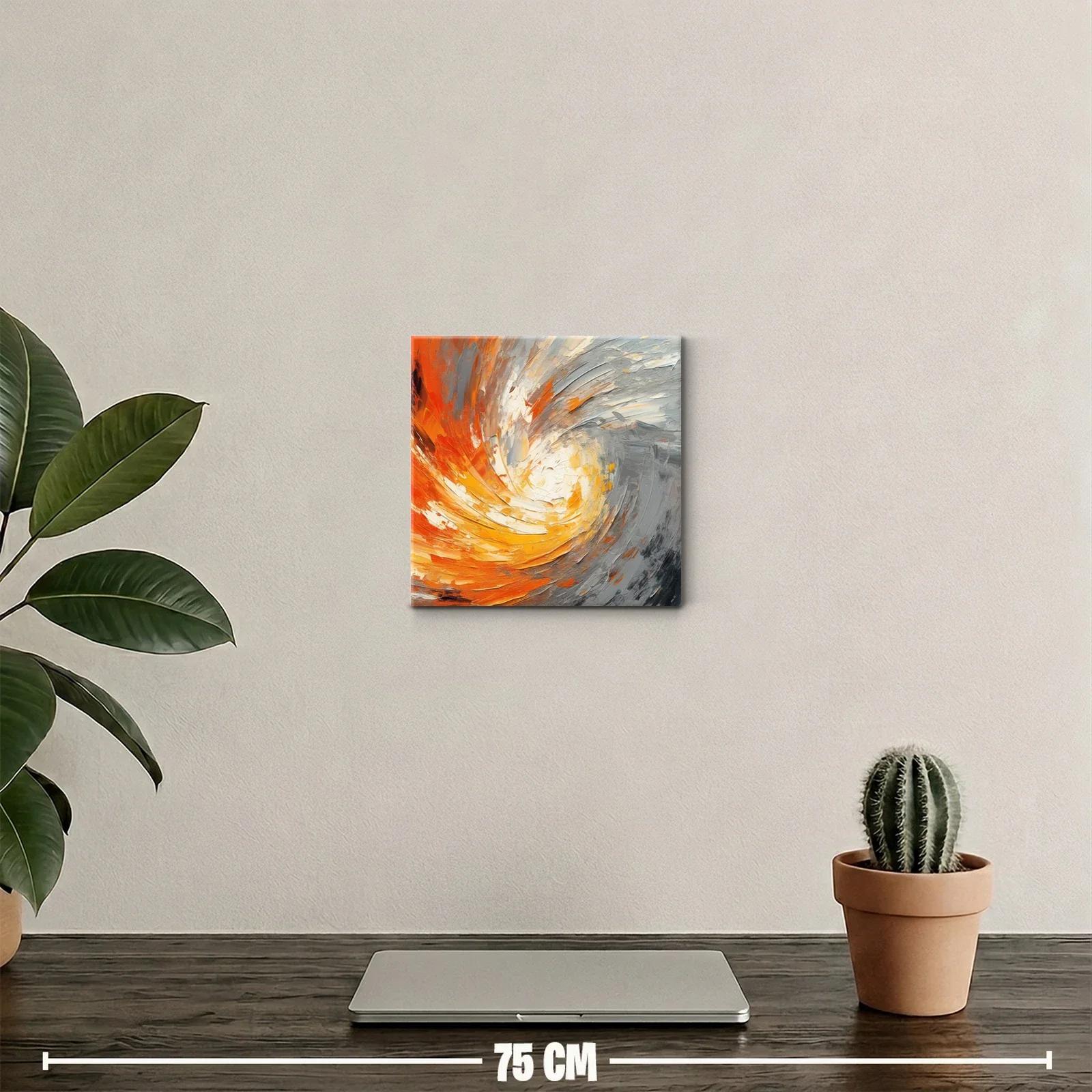 Cuadro abstracto con remolino en tonos cálidos y grises — miniatura 2