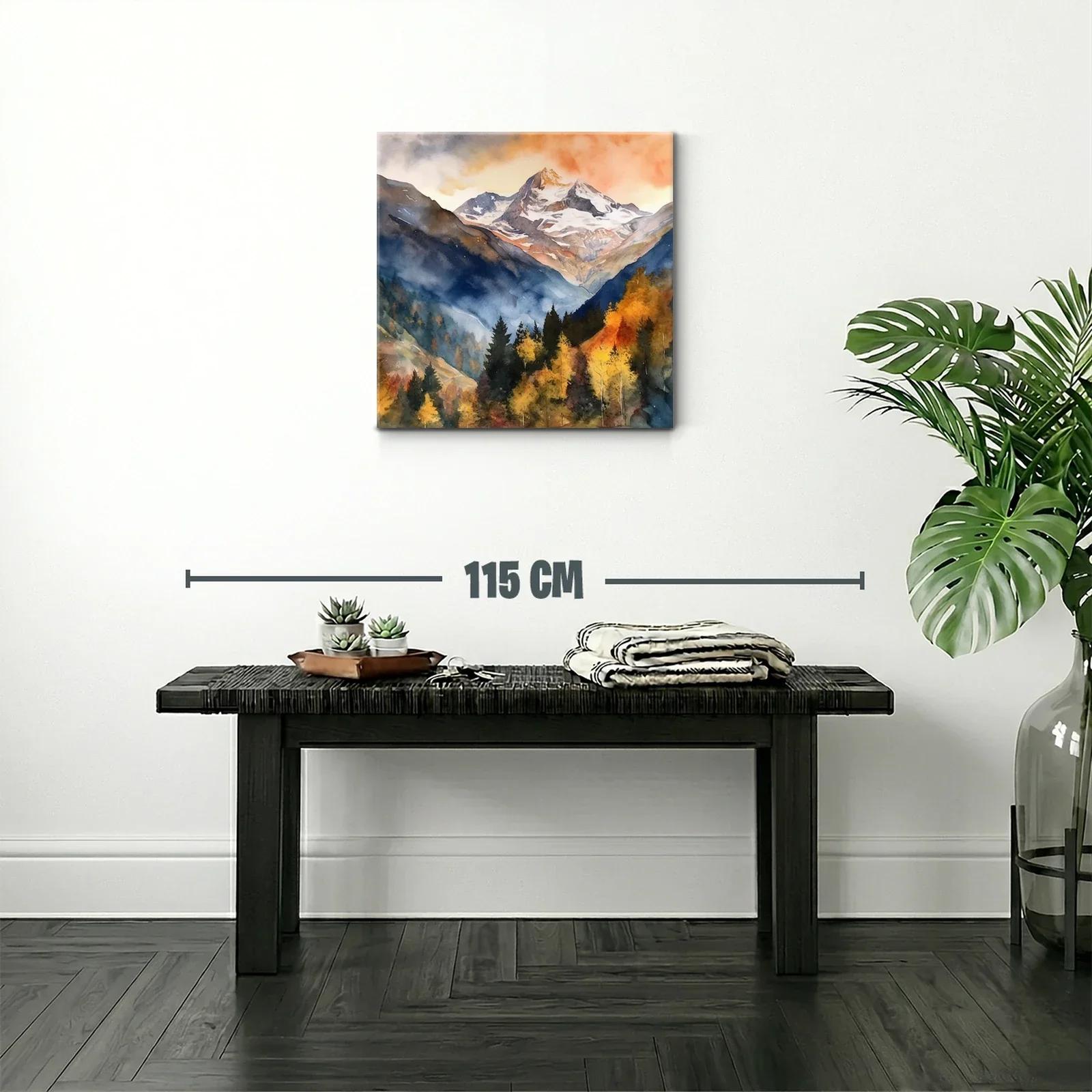 Paisaje montañoso con tonos otoñales y cielos cálidos — miniatura 2