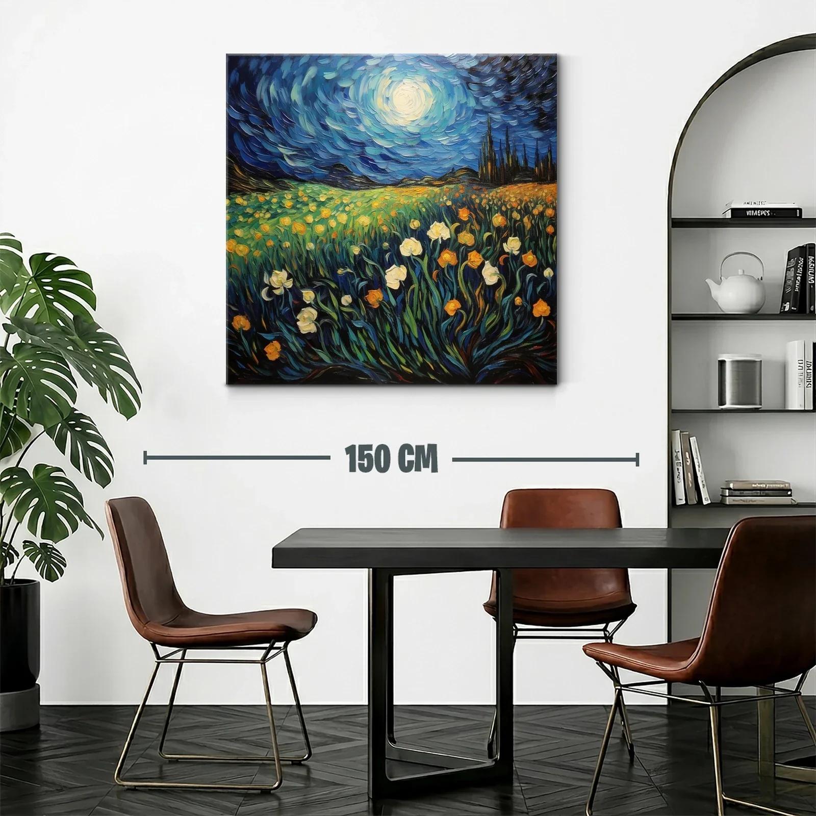 Campo de flores bajo cielo nocturno brillante — miniatura 2