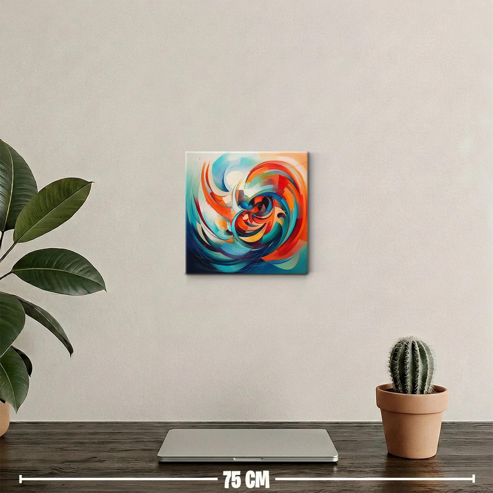 Cuadro abstracto con colores vibrantes y dinámicos en espiral — miniatura 2