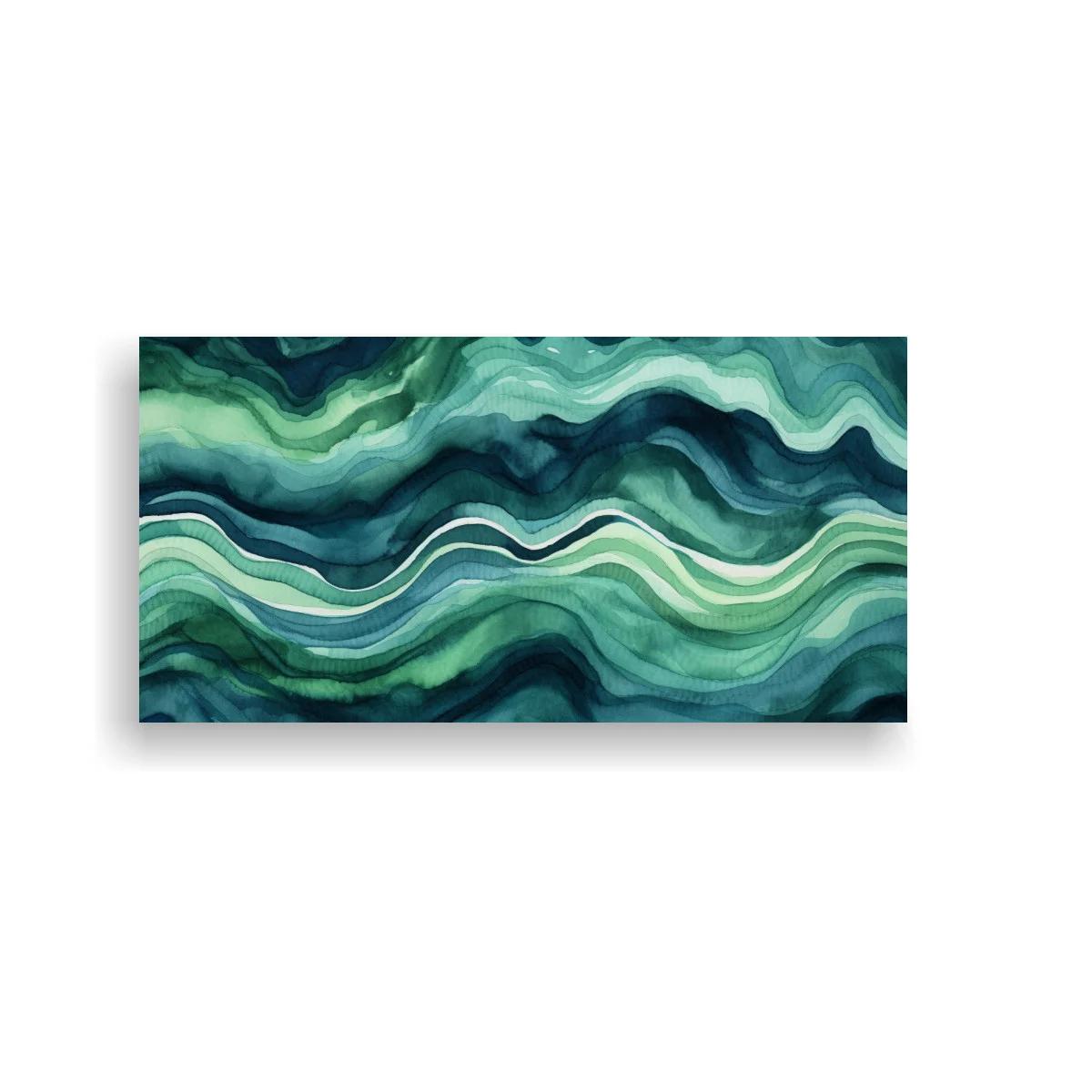 Cuadro ondas abstractas en verde y turquesa — imagen principal