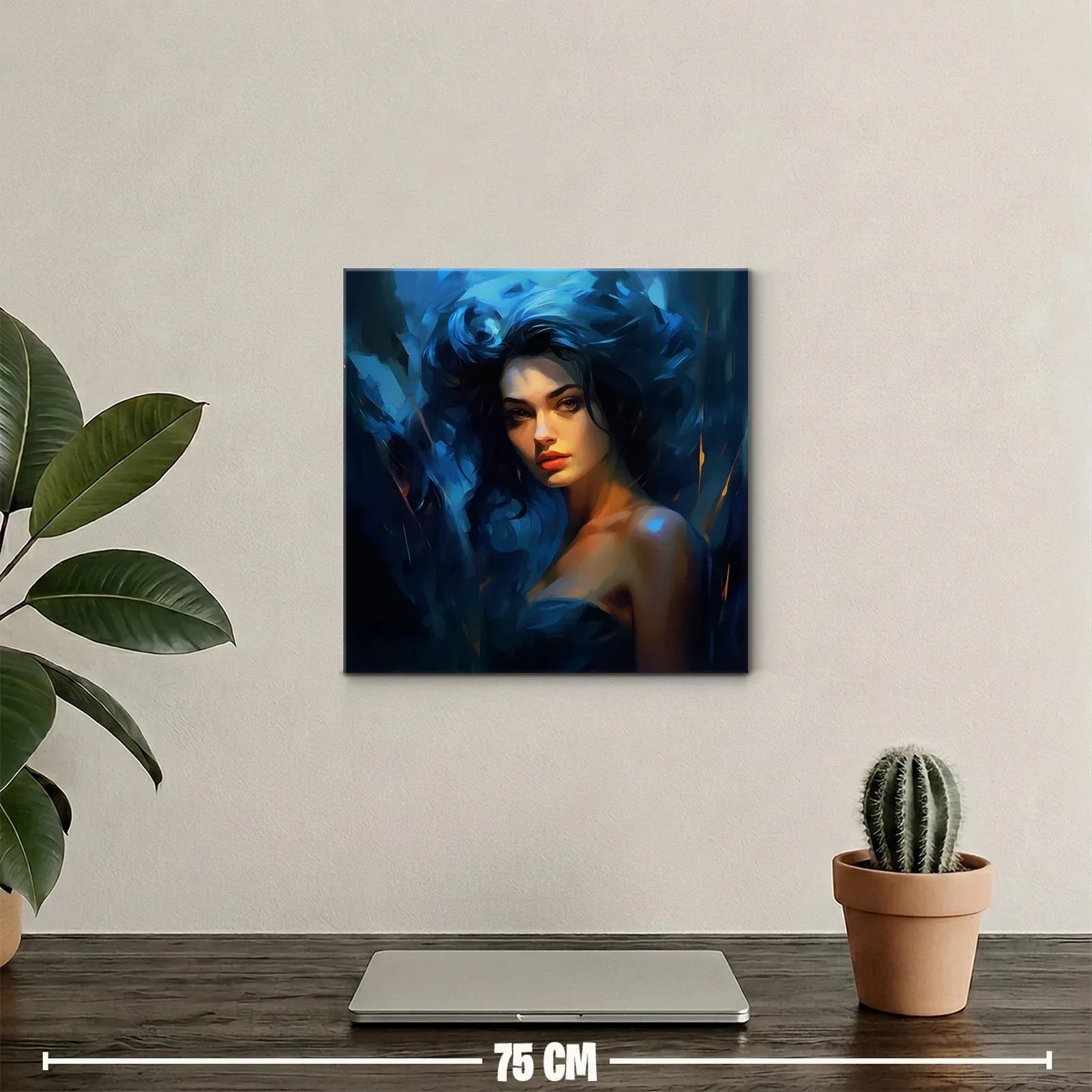 Retrato femenino con luces y sombras en tonos azules — miniatura 2
