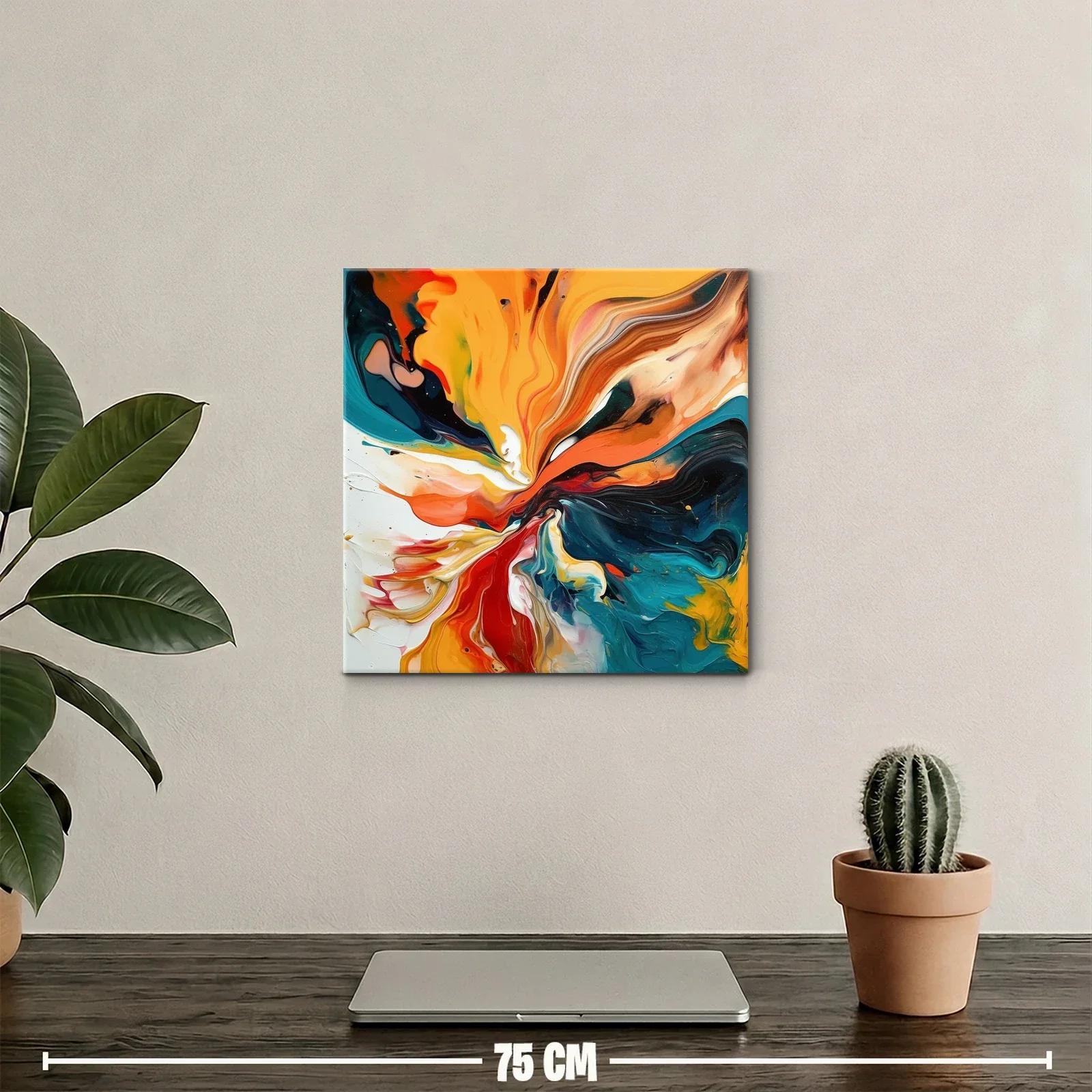 Cuadro abstracto con vibrantes tonos cálidos y fríos — miniatura 2