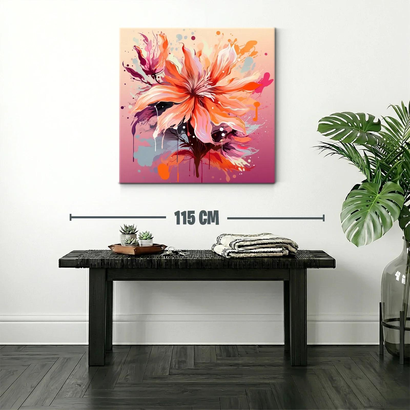 Cuadro floral vibrante con tonos cálidos y modernos — miniatura 2