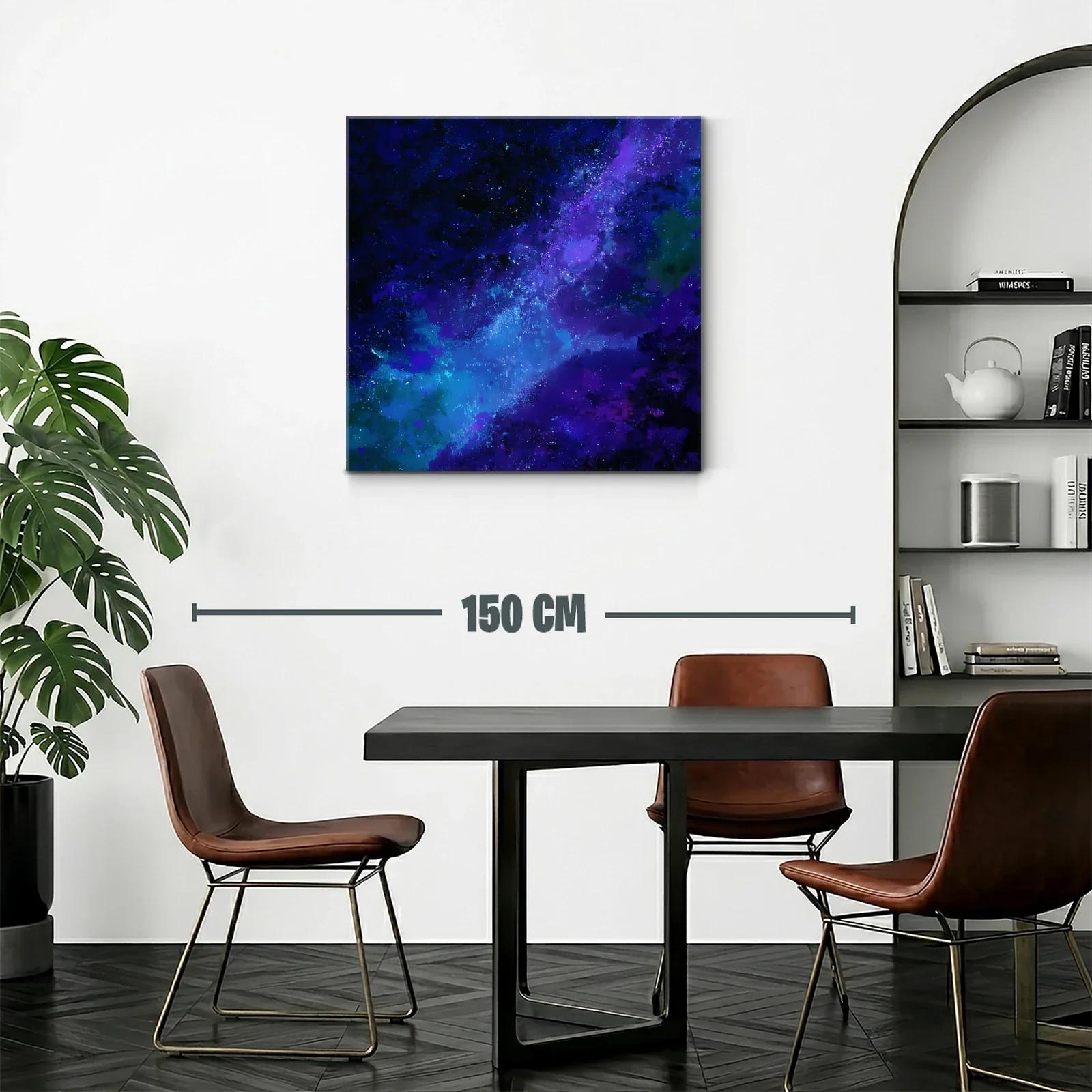 Cuadro abstracto con galaxia en tonos azules y morados — miniatura 2