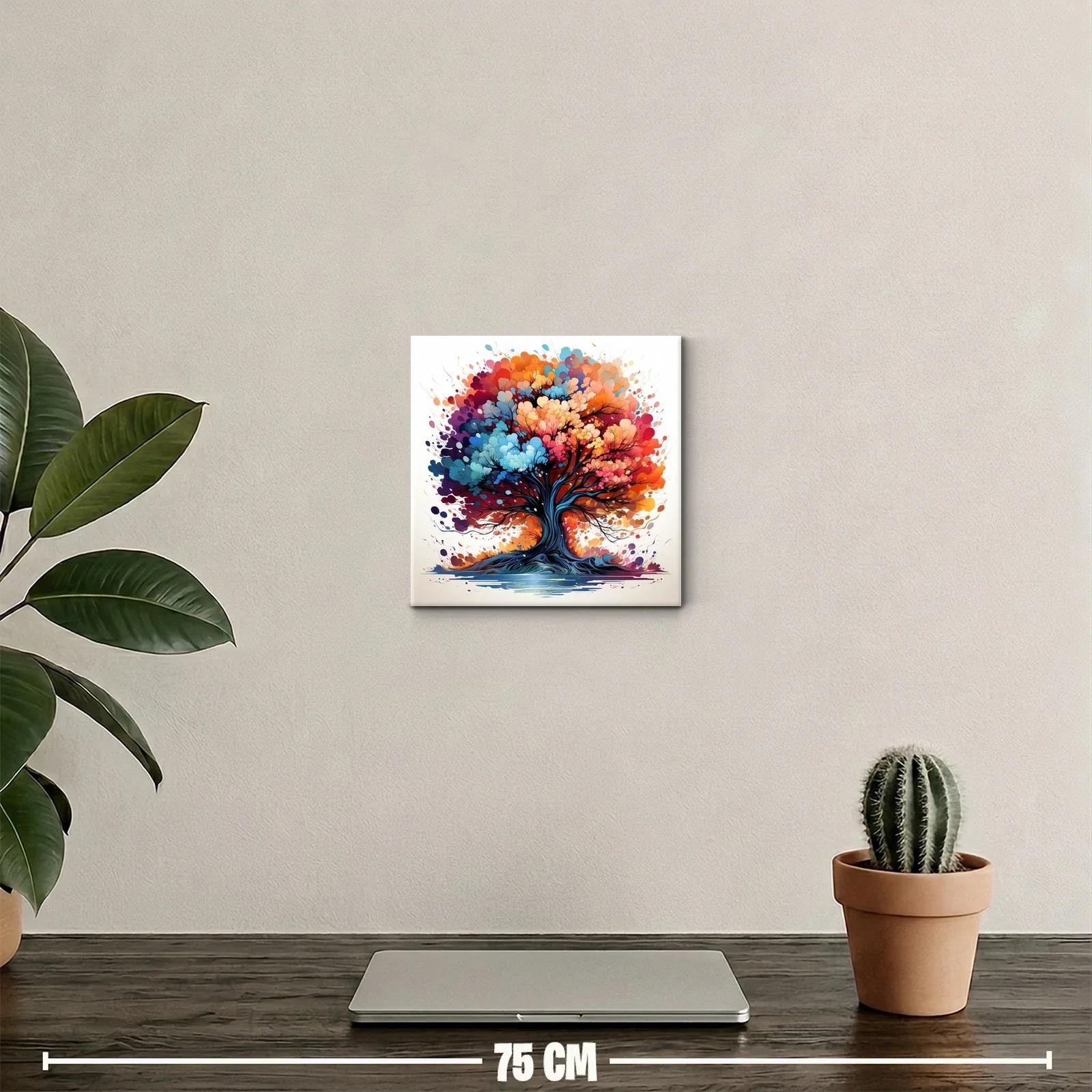 Árbol vibrante con hojas en explosión de colores cálidos y fríos — miniatura 2