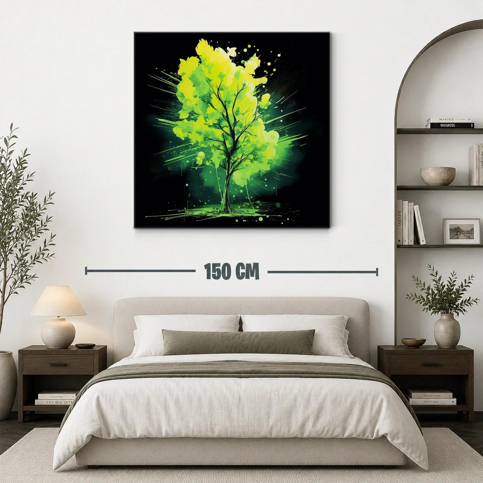 Cuadro vibrante de árbol con tonos verdes y negros — miniatura 3