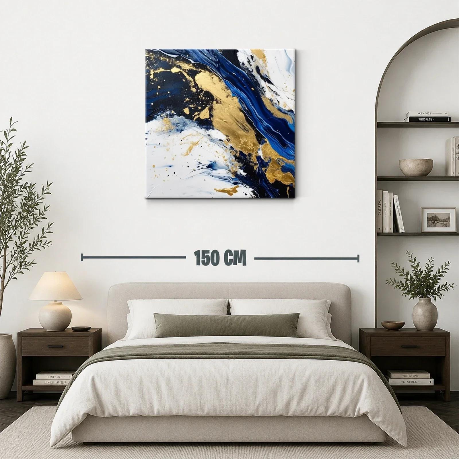 Composición abstracta en azul marino blanco y dorado — miniatura 3