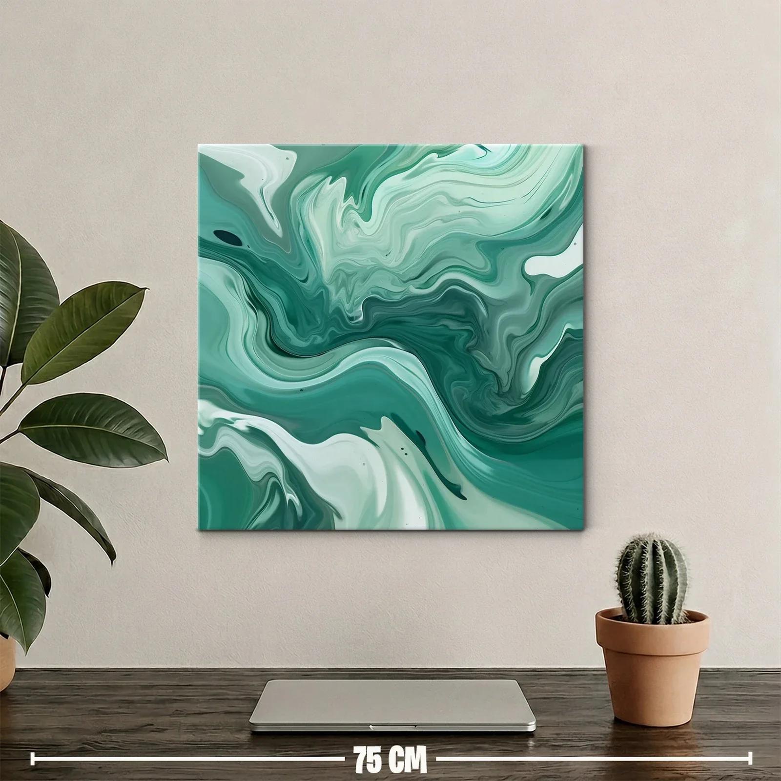 Arte abstracto fluido en tonos verdes y blancos — miniatura 2
