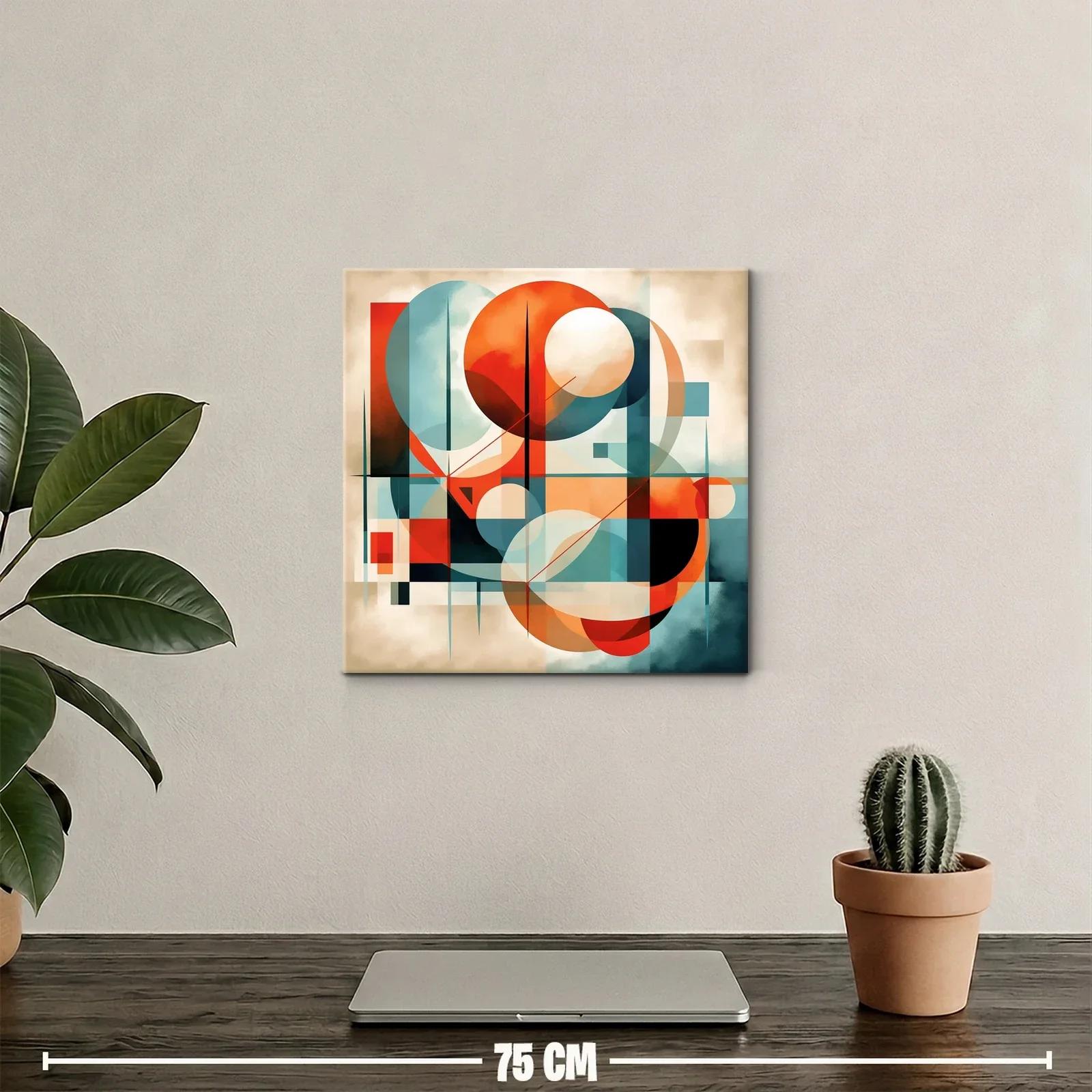 Composición geométrica con círculos y líneas en tonos cálidos — miniatura 2