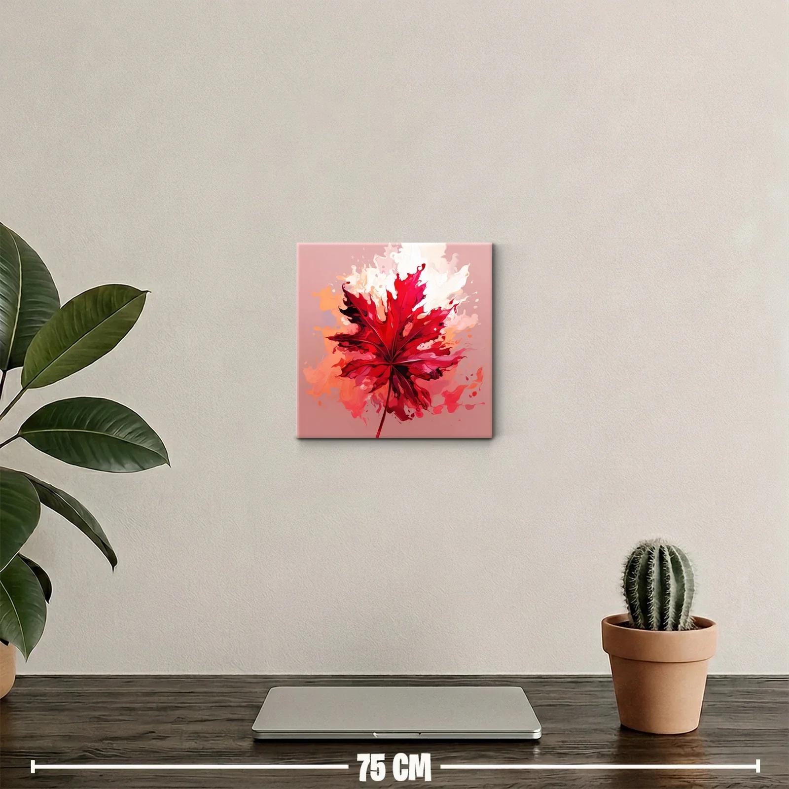 Impactante hoja roja con efecto acuarela en tonos cálidos — miniatura 2