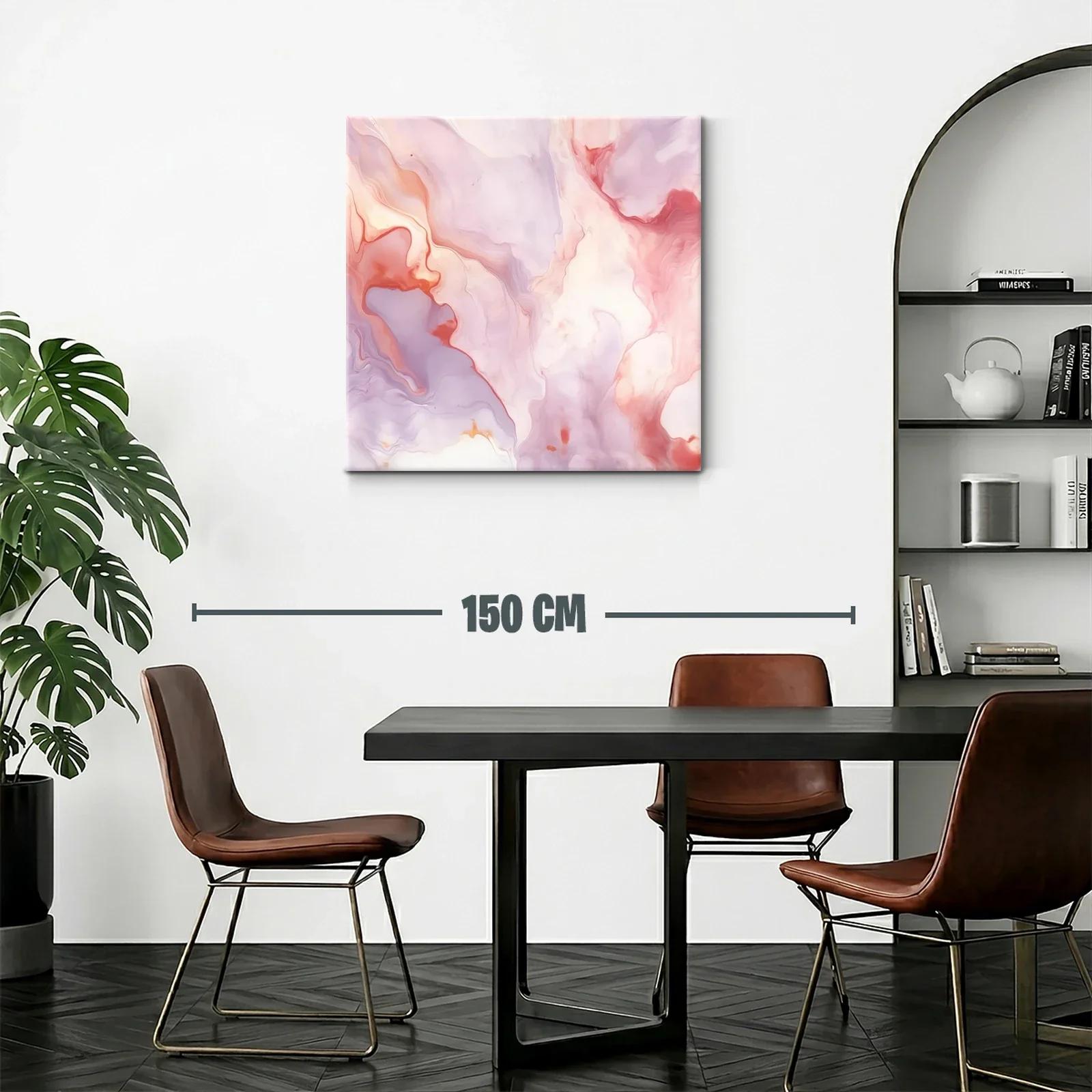 Cuadro abstracto con tonos suaves rosas y lilas — miniatura 2