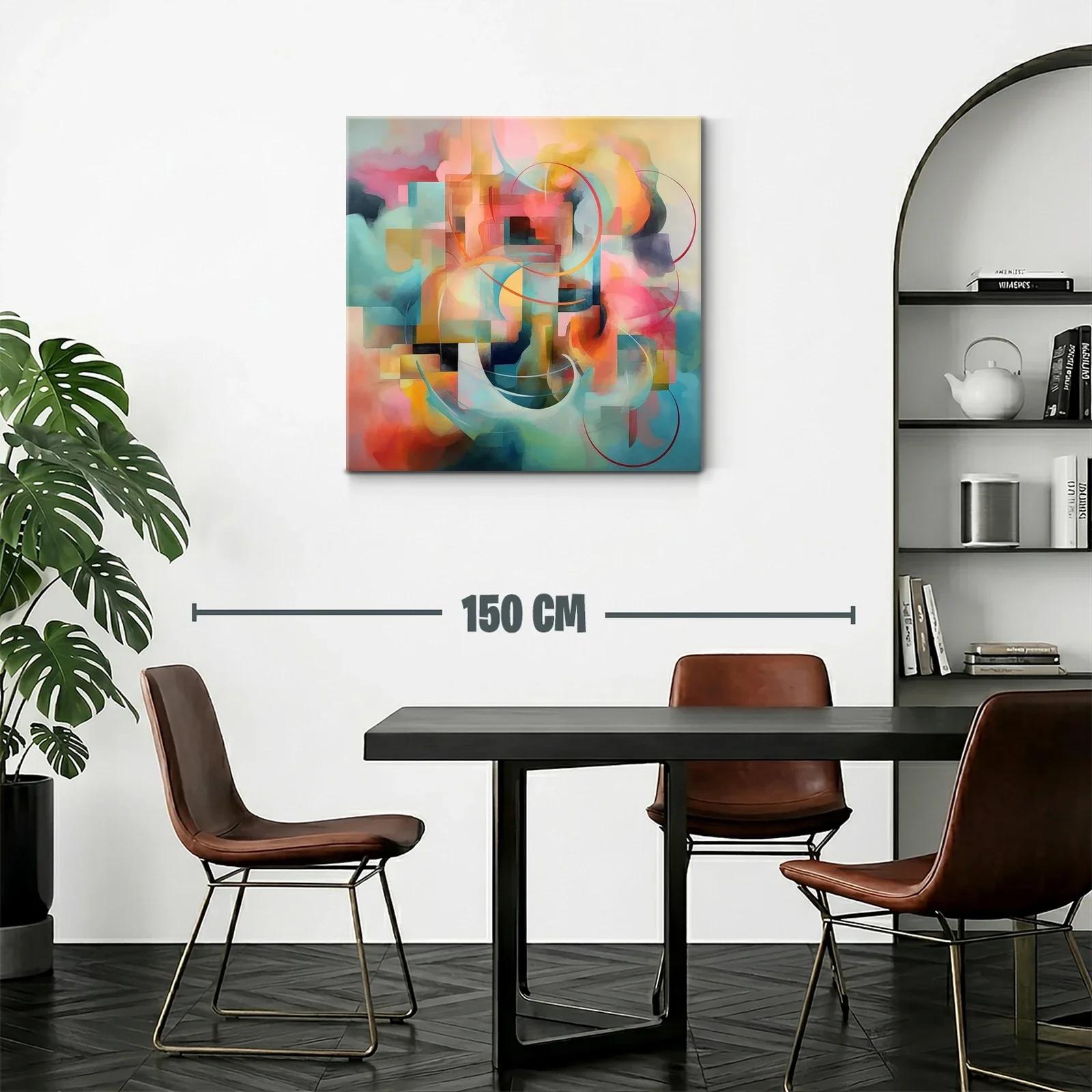 Composición abstracta con tonos cálidos y fríos entrelazados — miniatura 2