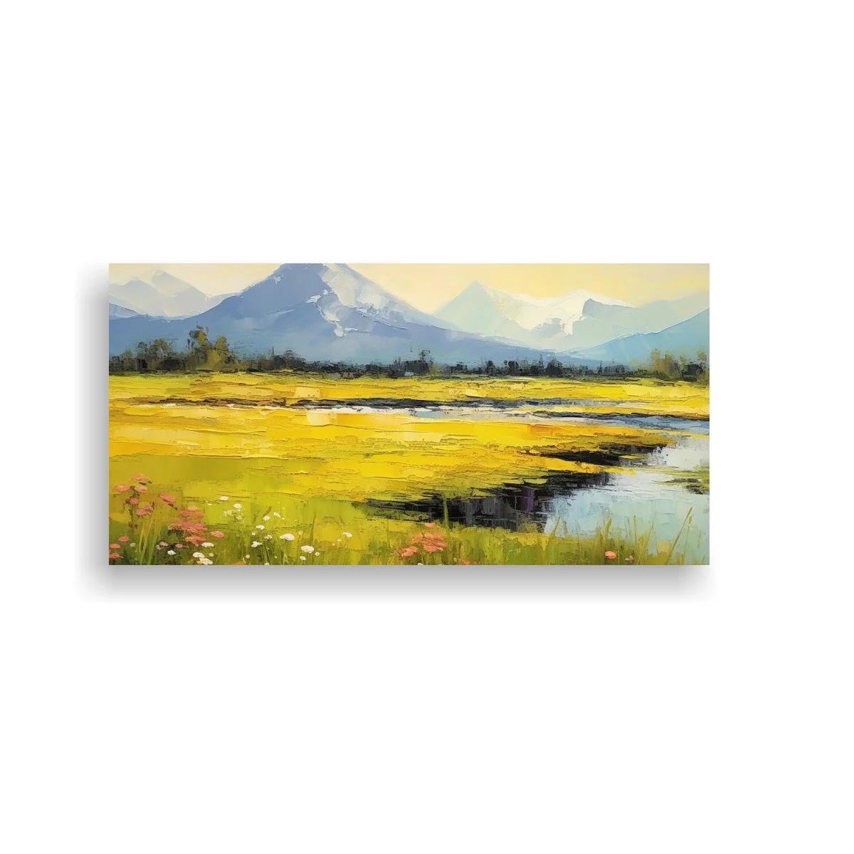 Cuadro paisaje de montaña con río serpenteante — imagen principal