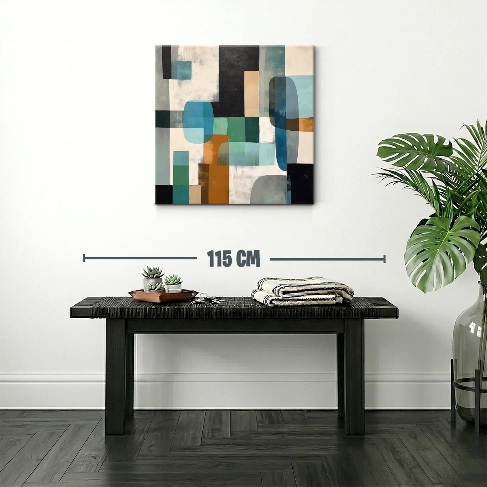 Composición abstracta con formas geométricas y tonos tierra y azules — miniatura 2