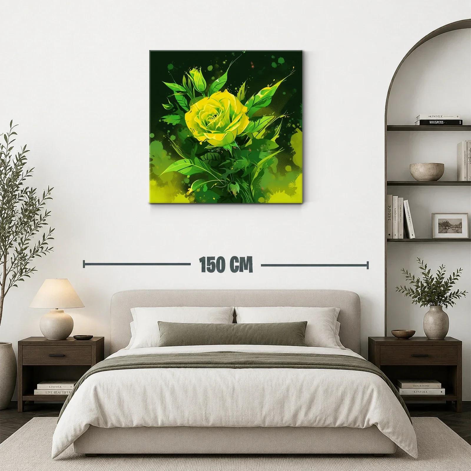Rosa amarilla vibrante sobre fondo verde intenso — miniatura 3