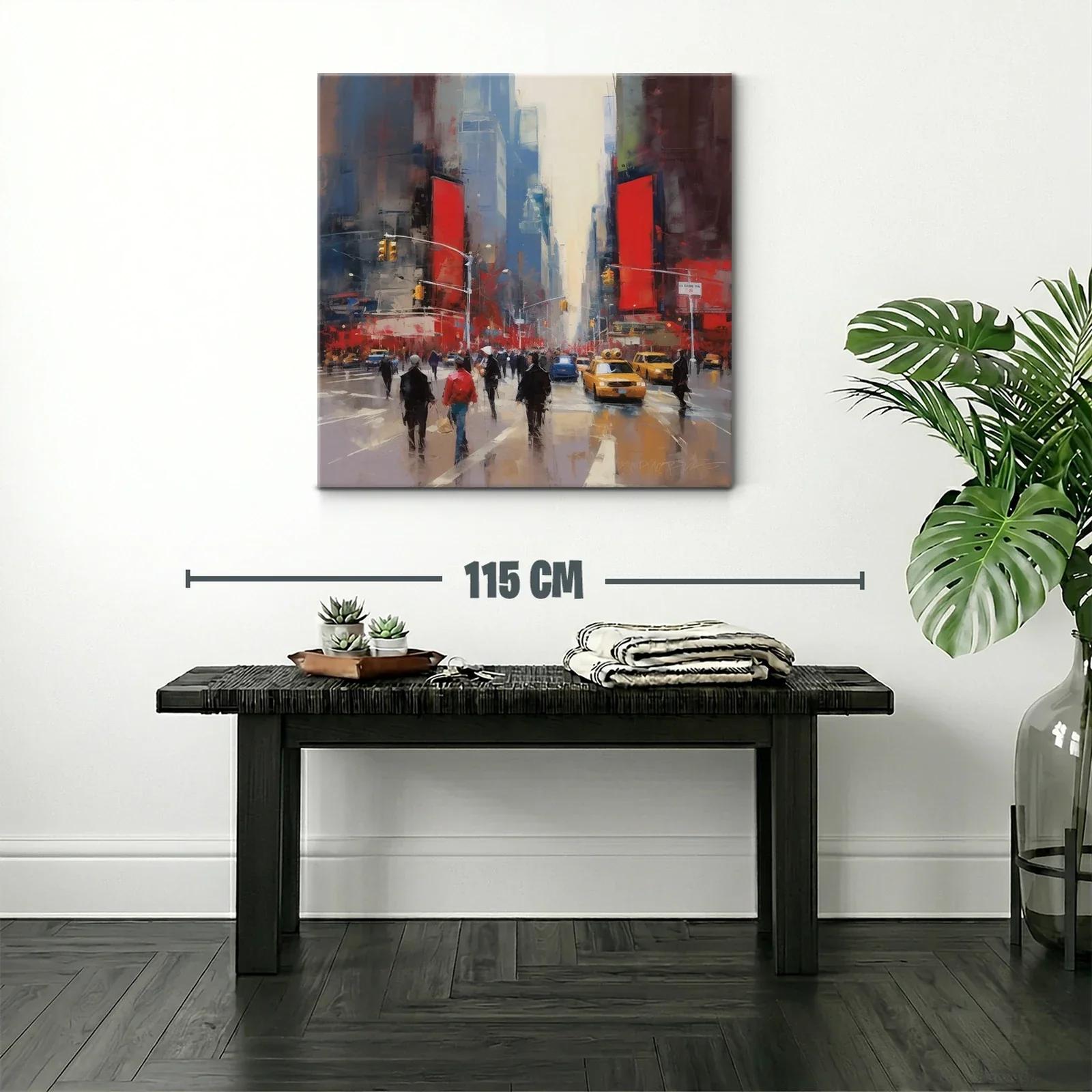 Calle urbana con taxis amarillos y luces vibrantes — miniatura 2